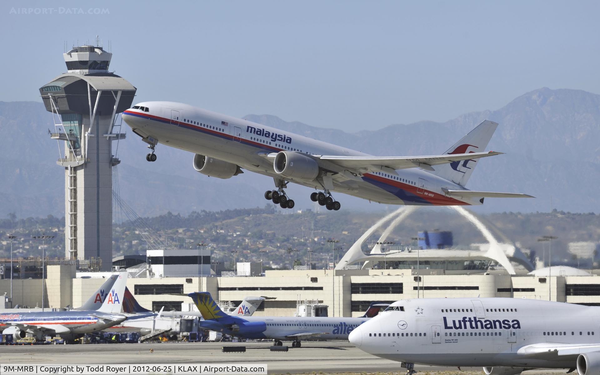 9M-MRB, 1997 Boeing 777-2H6/ER C/N 28409, Departing LAX on 25R