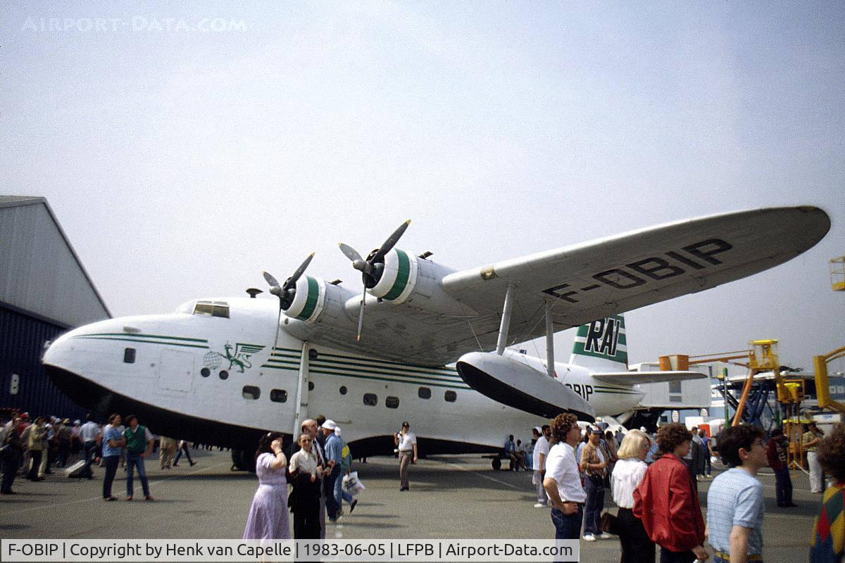 F-OBIP, 1943 Short S25 Sandringham Mk 7 C/N SH.57C, Short Sandringham parked outside the Musée de l'Air et de l'Espace during the 1983 Salon at le Bourget, Paris.