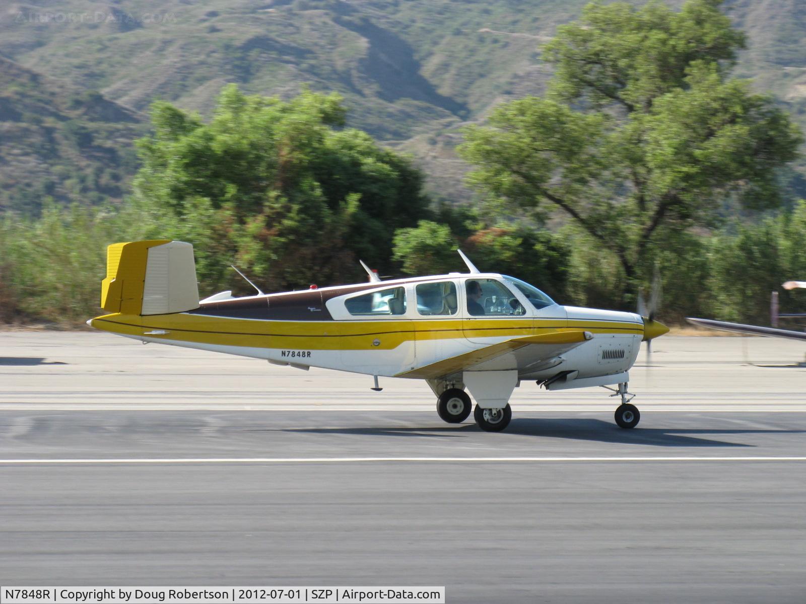 N7848R, 1968 Beech V35A Bonanza C/N D-8904, 1968 Beech V35A BONANZA, Continental IO-550 300 Hp upgrade, takeoff roll Rwy 22