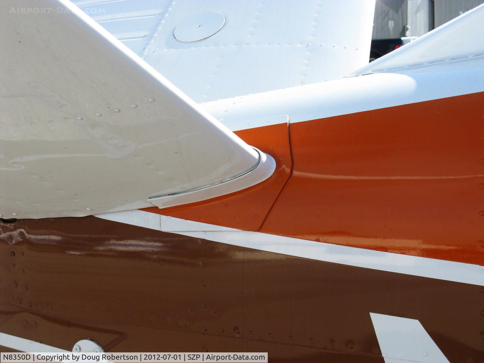 N8350D, 1958 Beech J35 Bonanza C/N D-5444, 1958 Beech J35 BONANZA, Continental IO-470-C 250 Hp, J model first Bonanza with fuel injection, Orig. price: $24,300 faf. Ruddervator cuff mod.