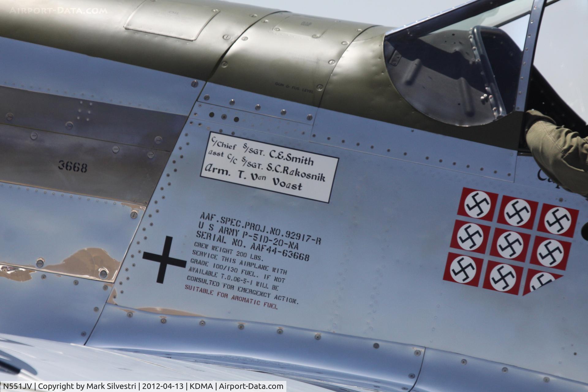 N551JV, North American P-51D Mustang C/N 44-73343N, Davis Monthan Airshow Practice Day