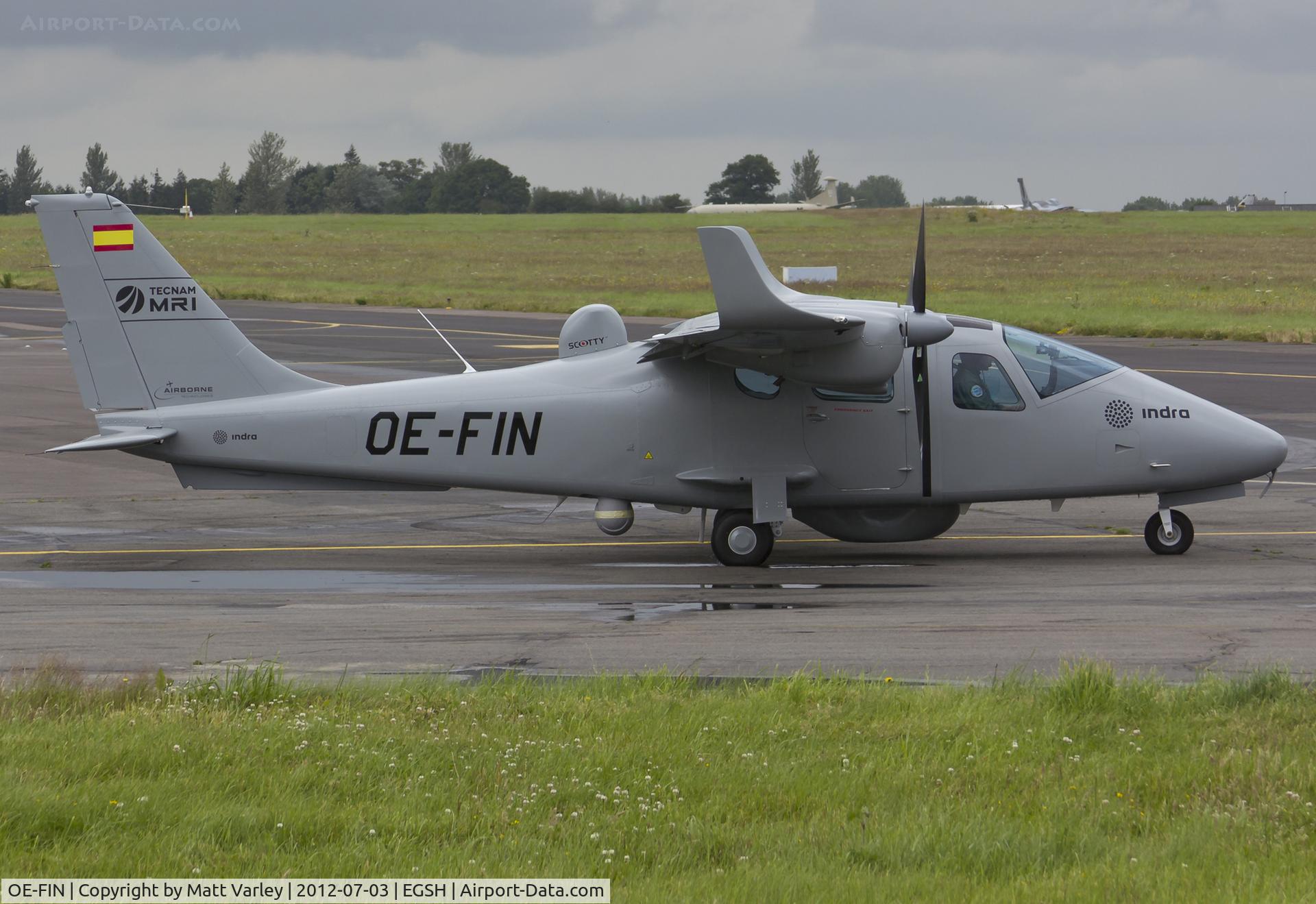 OE-FIN, 2011 Tecnam P-2006T C/N 085, Departing SaxonAir after a night stop.