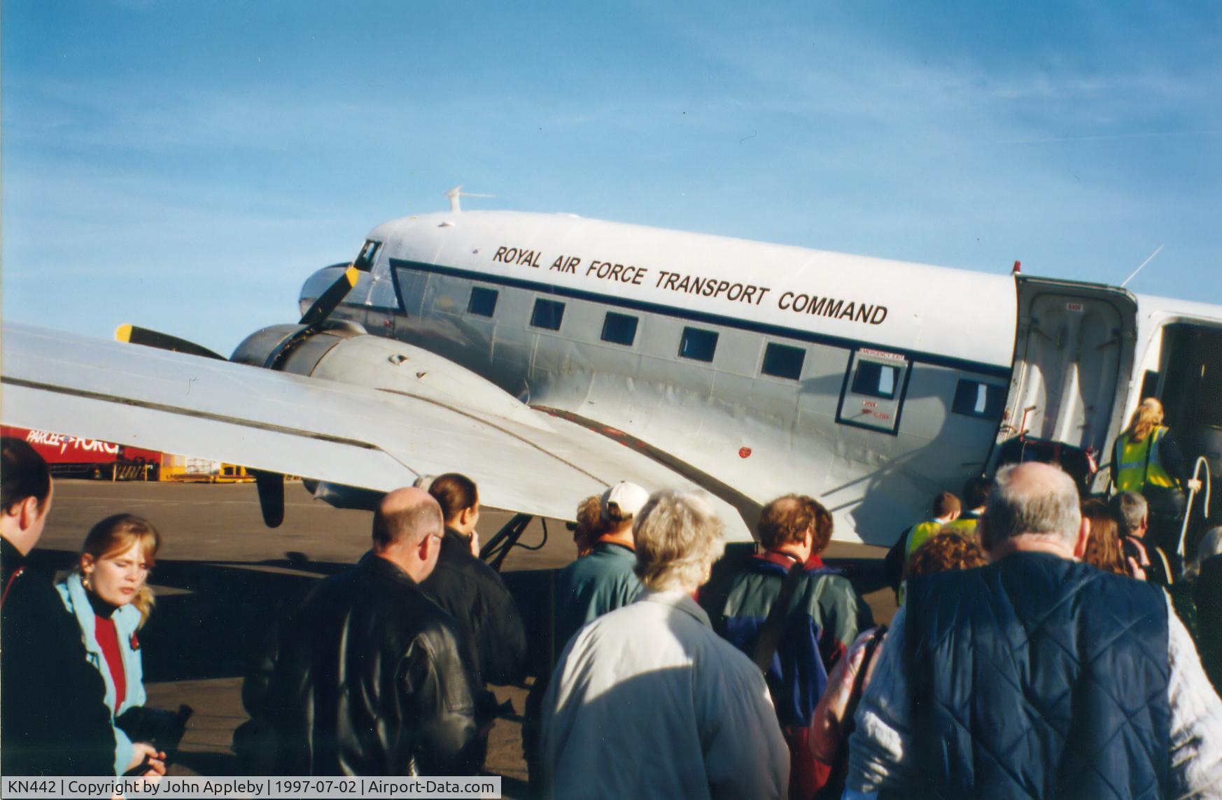 KN442, 1944 Douglas C-47B Dakota 4 (DC-3) C/N 16124/32872, Taken om 35mm Olympus Pen at Caventry Airport in 1997