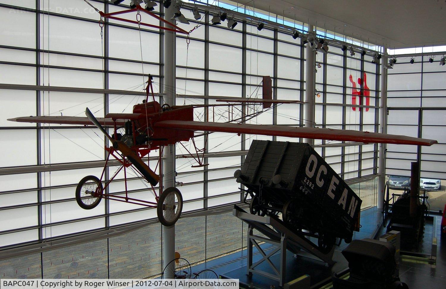 BAPC047, 1908 Charles H Watkins Watkins CHW Monoplane C/N 1, Off airport. Robin Goch on display at the National Waterfront Museum, Swansea, Wales, UK