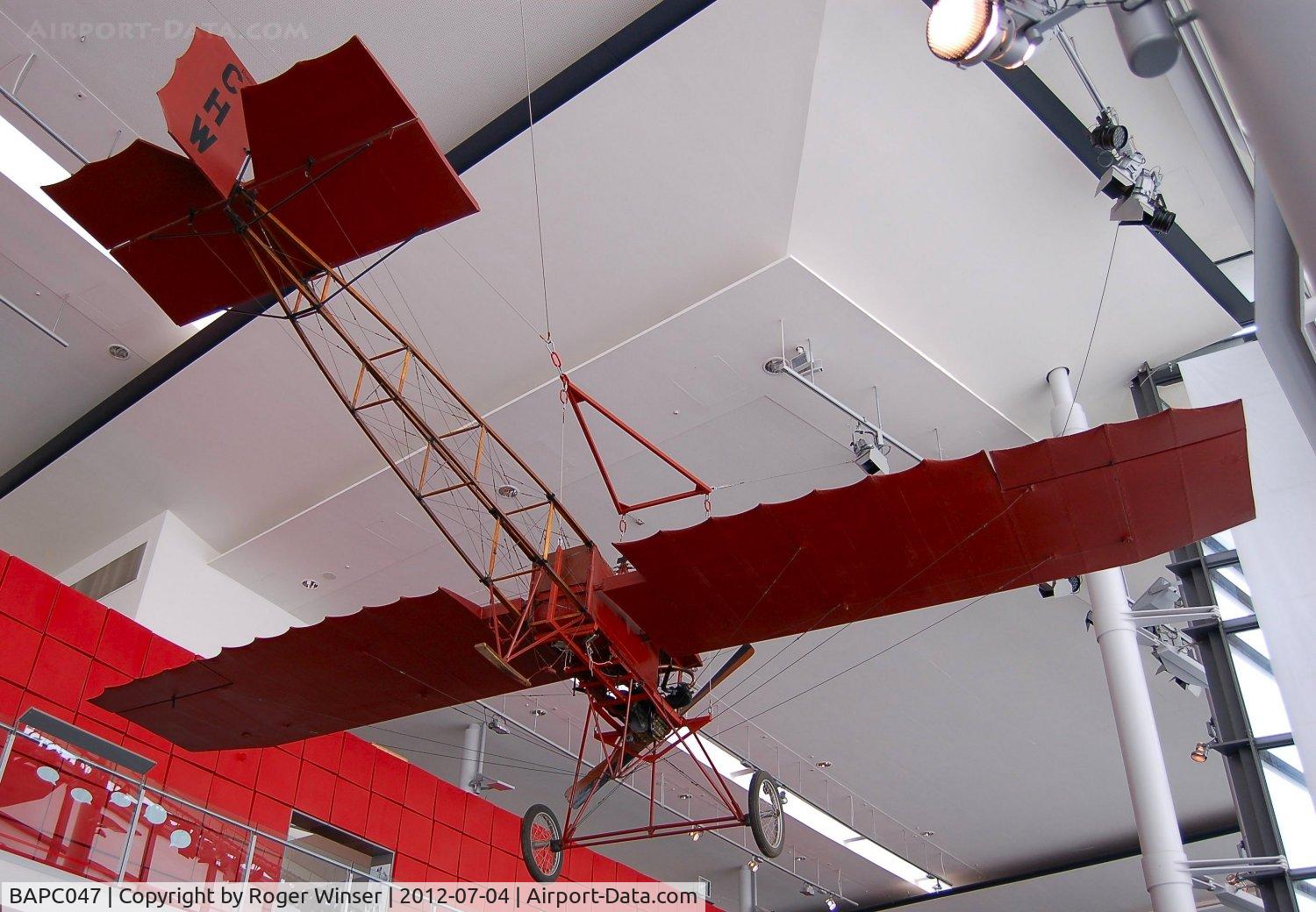 BAPC047, 1908 Charles H Watkins Watkins CHW Monoplane C/N 1, Off airport. Robin Goch on display at the National Waterfront Museum, Swansea, Wales, UK.