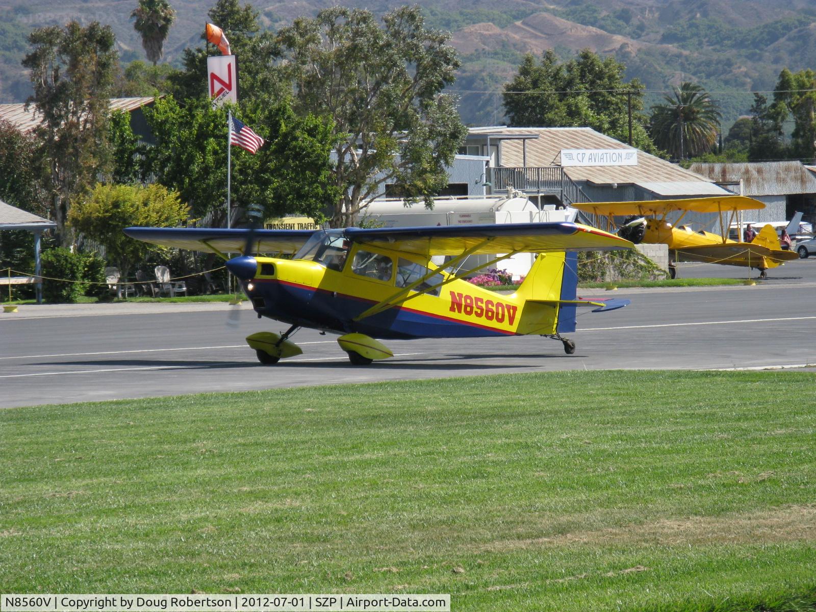 N8560V, 1974 Bellanca 8KCAB Decathlon C/N 165-75, 1974 Bellanca 8KCAB DECATHLON, Lycoming IO-320 150 Hp, landing roll Rwy 22
