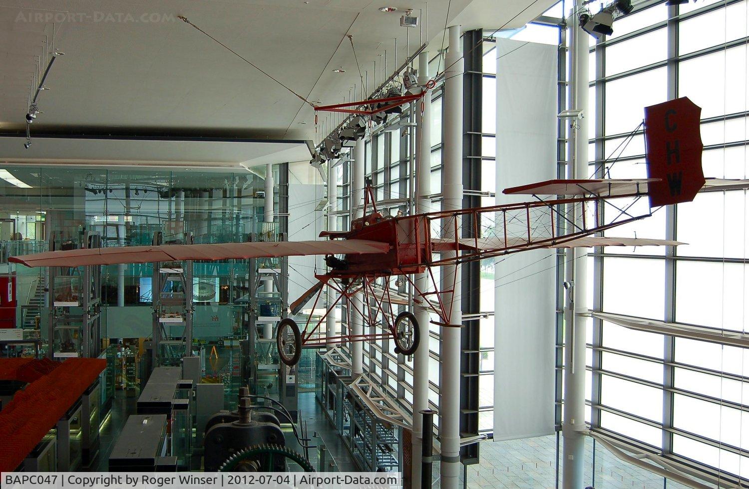 BAPC047, 1908 Charles H Watkins Watkins CHW Monoplane C/N 1, Off airport. Robin Goch on display at the National Waterfront Museum, Swansea, Wales, UK
