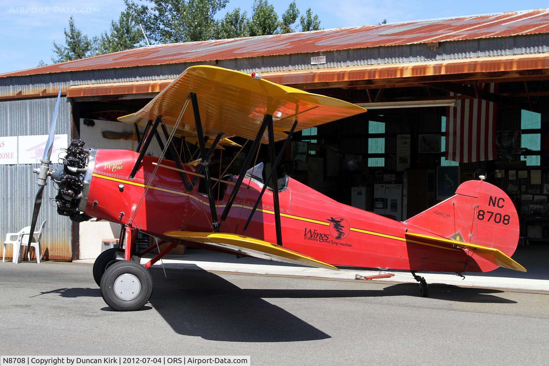 N8708, 1929 Curtiss-Wright Travel Air D-4000 C/N 926, This gem does scenic flights operating from Eastsound, Orcas Island, WA