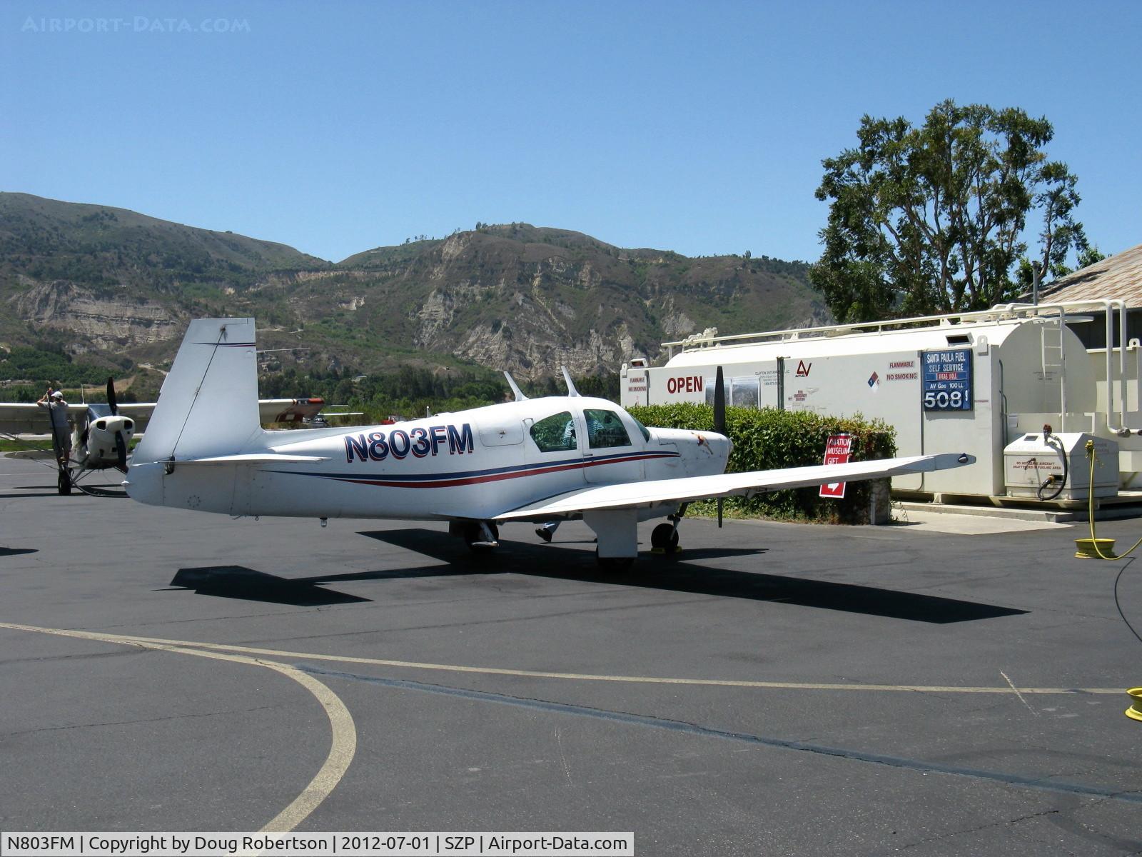 N803FM, 1961 Mooney M20B Mark 21 C/N 1803, 1961 Mooney M20B Mk.21, Lycoming O-360-A1D 180 Hp, this engine with impulse-coupled mags. B model first M20 with metal wing, tail. Four seats. Refueling.