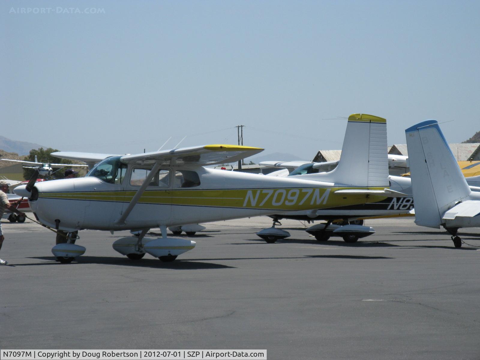 N7097M, 1958 Cessna 175 Skylark C/N 55397, 1958 Cessna 175 SKYLARK, Continental GO-300-E 175 Hp 1.33/1 geared engine, note deeper cowl than a C172.