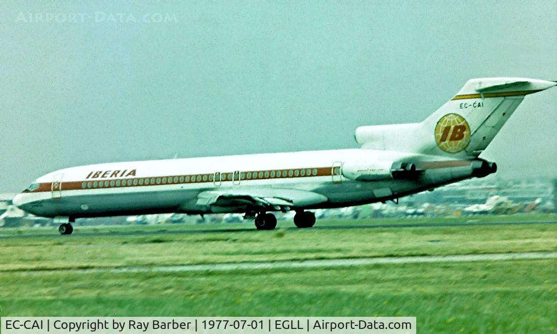 EC-CAI, 1972 Boeing 727-256 C/N 20592, Boeing 727-256 [20592] (Iberia) Heathrow~G 01/07/1977. Taken from a slide.
