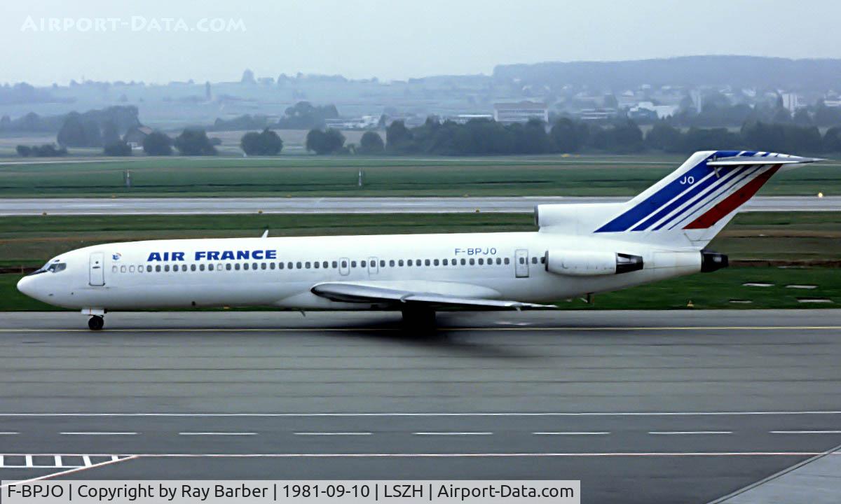 F-BPJO, 1970 Boeing 727-228 C/N 20410, Boeing 727-228 [20410] (Air France) Zurich~HB 10/09/1981. Seen here taken from a slide.
