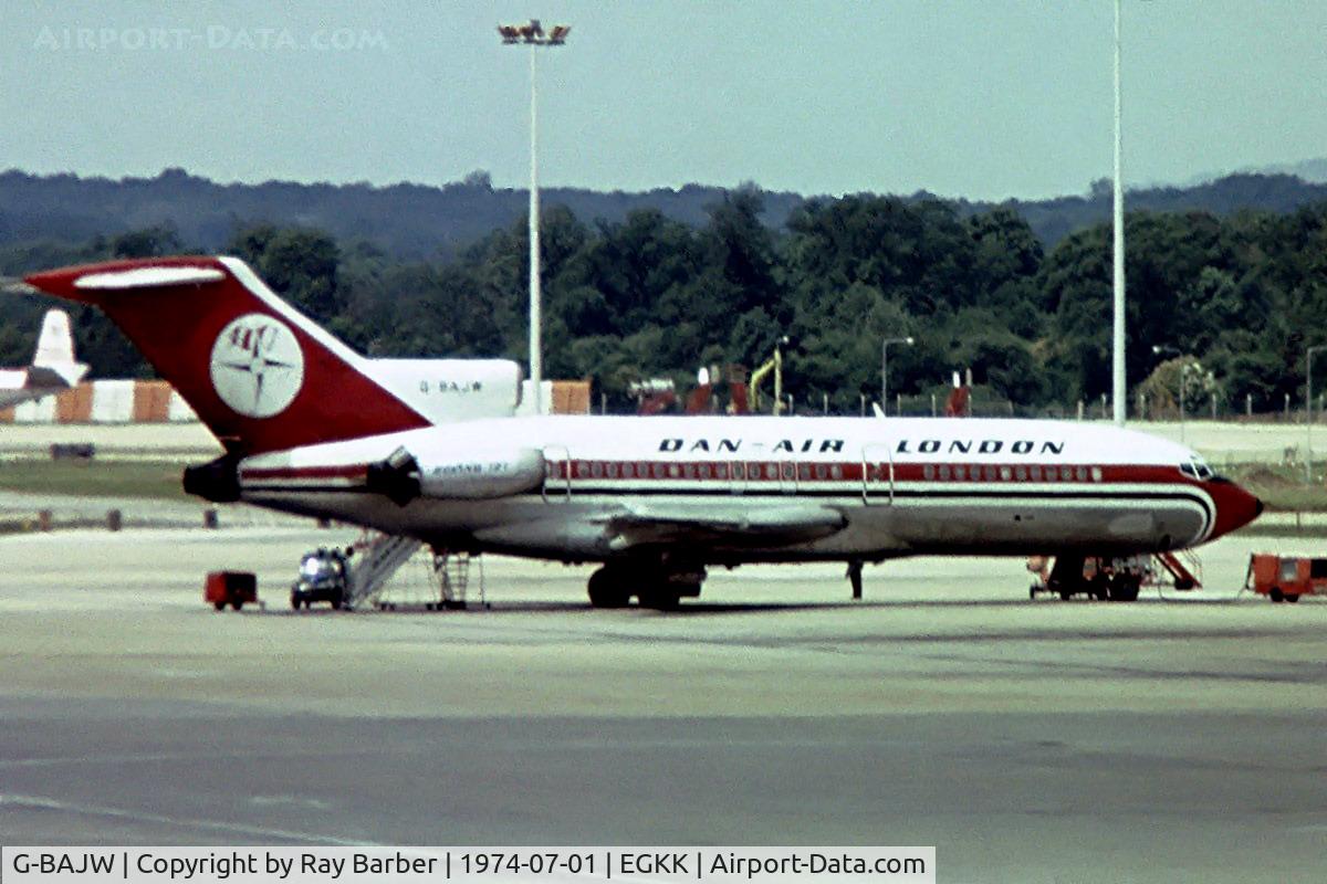 G-BAJW, 1966 Boeing 727-46 C/N 18878, Boeing 727-46 [18878] (Dan-Air London) Gatwick~G 01/07/1974. Image taken from a slide.