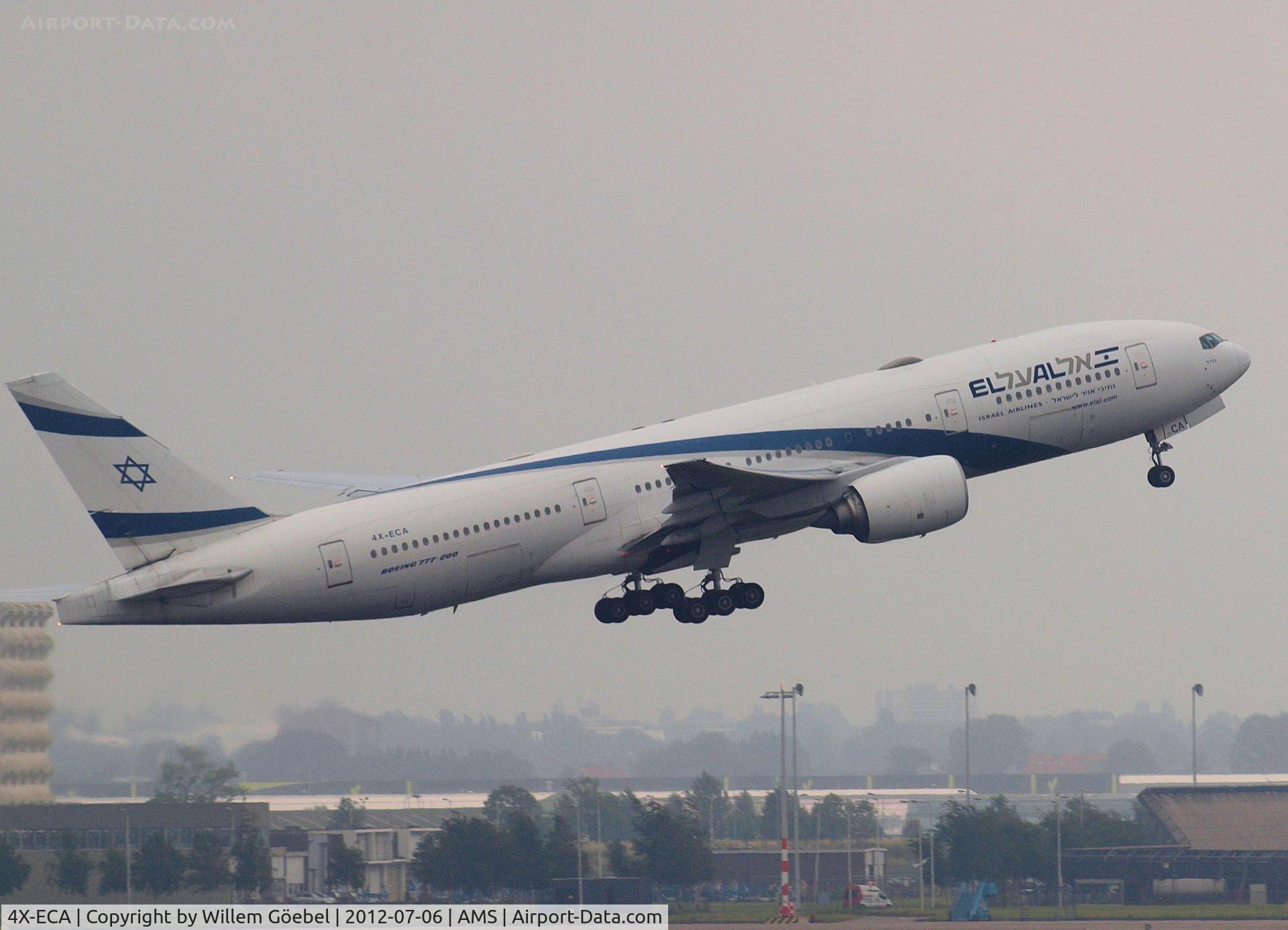 4X-ECA, 2001 Boeing 777-258/ER C/N 30831, Take off from runway L18 of Schiphol Airport