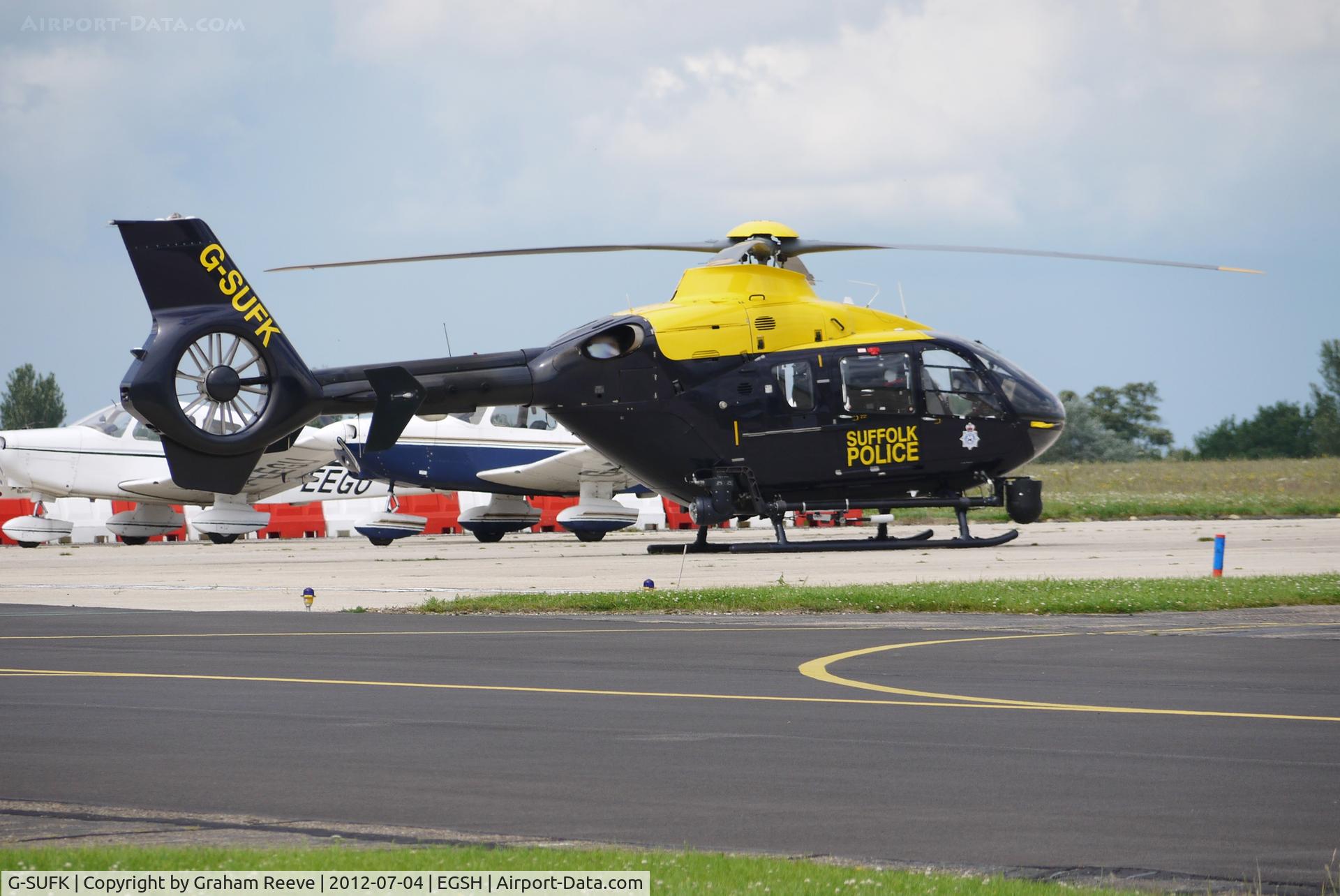 G-SUFK, 2008 Eurocopter EC-135P-2+ C/N 0730, Parked at Norwich.