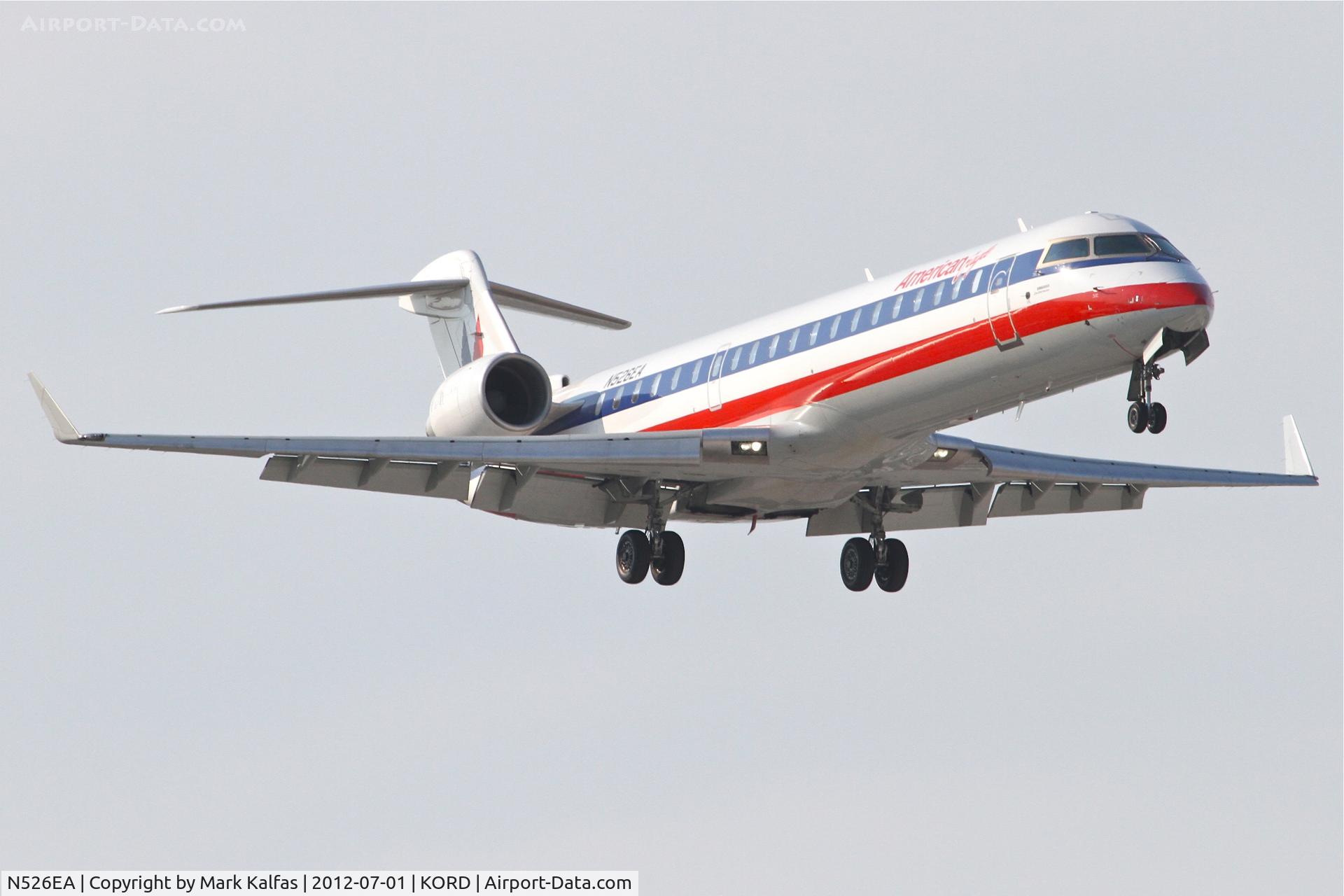 N526EA, Bombardier CRJ-702 (CL-600-2C10) Regional Jet C/N 10304, American Eagle Bombardier CL-600-2C10, EGF3761 arriving from Salt Lake City Int'l /KSLC, RWY 14R approach KORD.