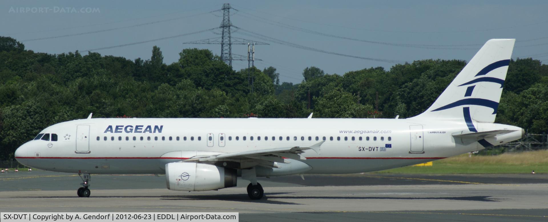 SX-DVT, 2008 Airbus A320-232 C/N 3745, Aegean Airlines, is lining up RWY 23L at Düsseldorf Int´l (EDDL)