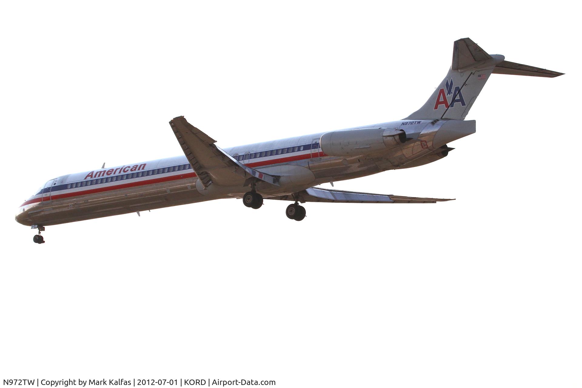N972TW, 1999 McDonnell Douglas MD-83 (DC-9-83) C/N 53622, American Airlines Mcdonnell Douglas DC-9-83(MD-83), AAL1972 arriving from Kansas City Intl /KMCI on RWY 28 KORD.
