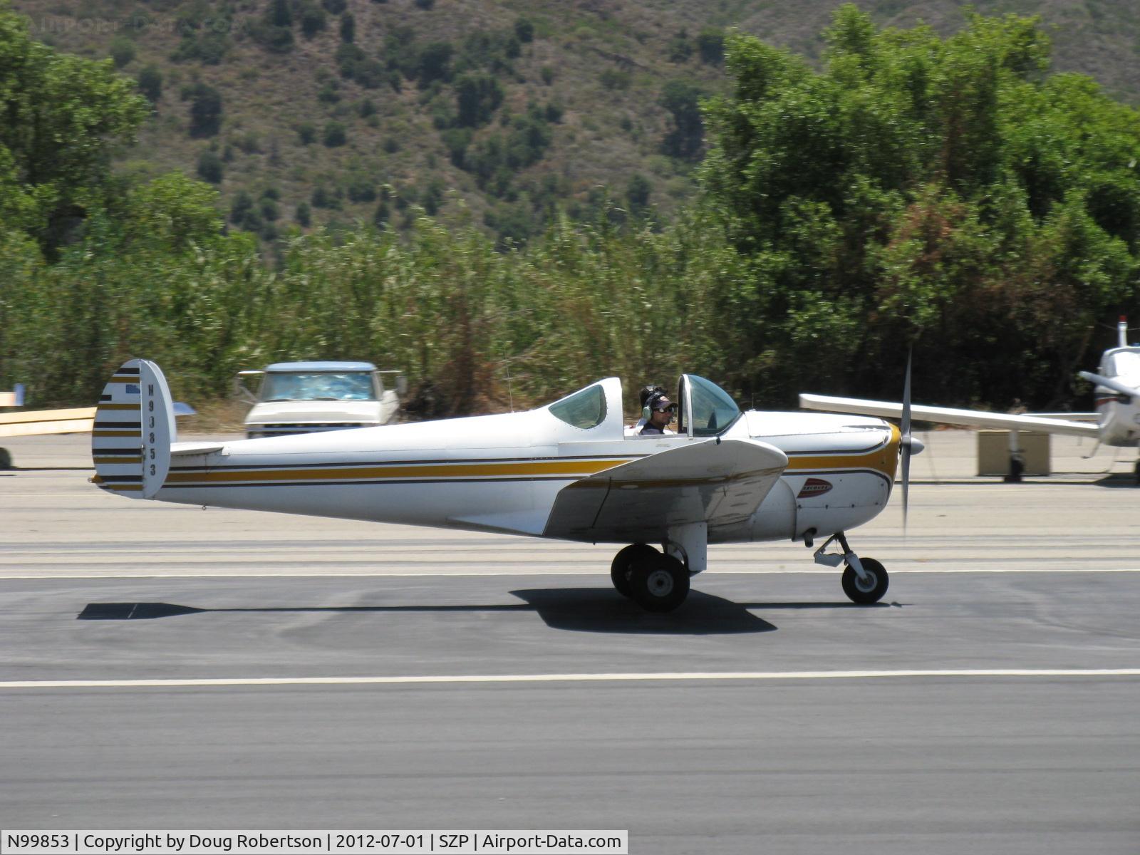 N99853, 1946 Erco 415C Ercoupe C/N 2476, 1946 ERCO Ercoupe 415-C Continental O-200 100 Hp upgrade, landing roll Rwy 22