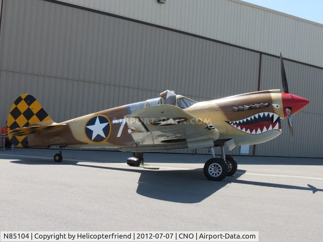 N85104, Curtiss P-40N-5CU Kittyhawk C/N 28954/F858, Getting ready for 3 plane photo op with battleship Iowa