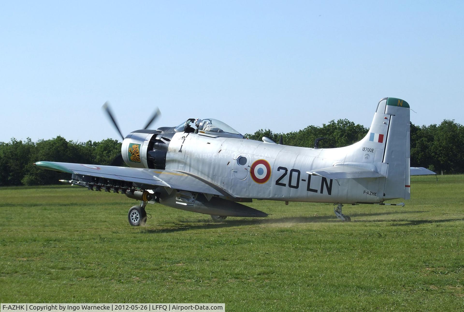 F-AZHK, Douglas AD-4N Skyraider C/N 7802, Douglas AD-4N (A-1D) Skyraider at the Meeting Aerien 2012, La-Ferte-Alais