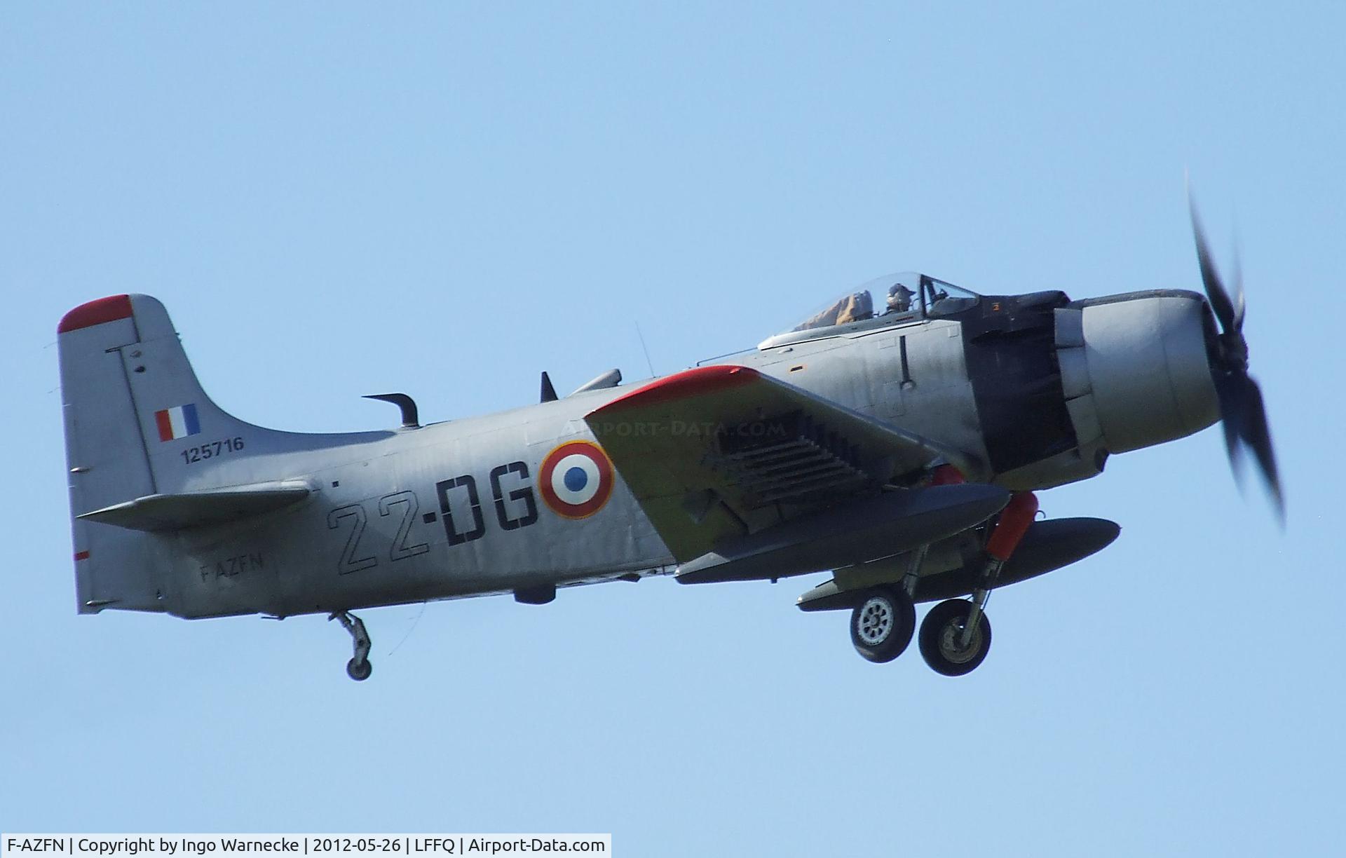F-AZFN, Douglas AD-4N Skyraider C/N 7609, Douglas AD-4N (A-1D) Skyraider at the Meeting Aerien 2012, La-Ferte-Alais