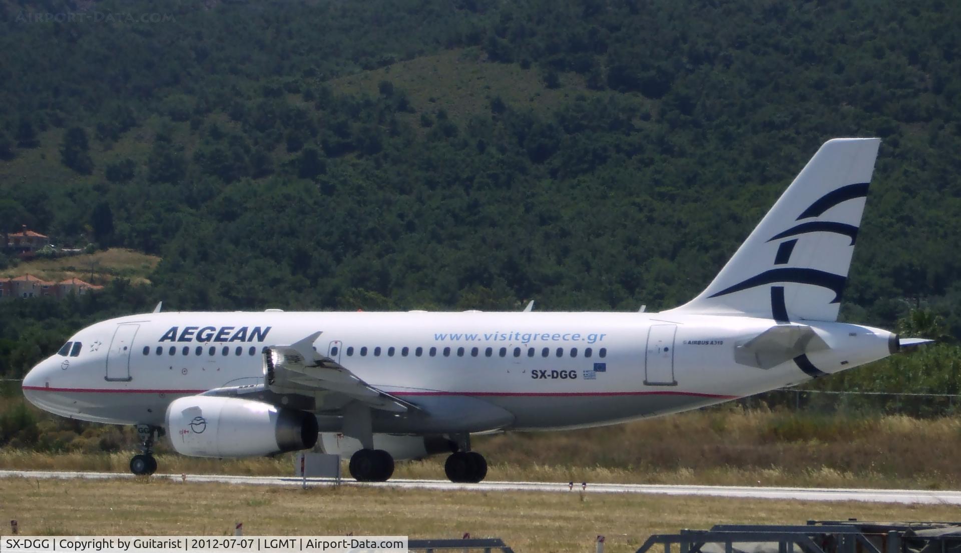 SX-DGG, 2002 Airbus A319-132 C/N 1727, On its way to the end of 32 at Mytilene