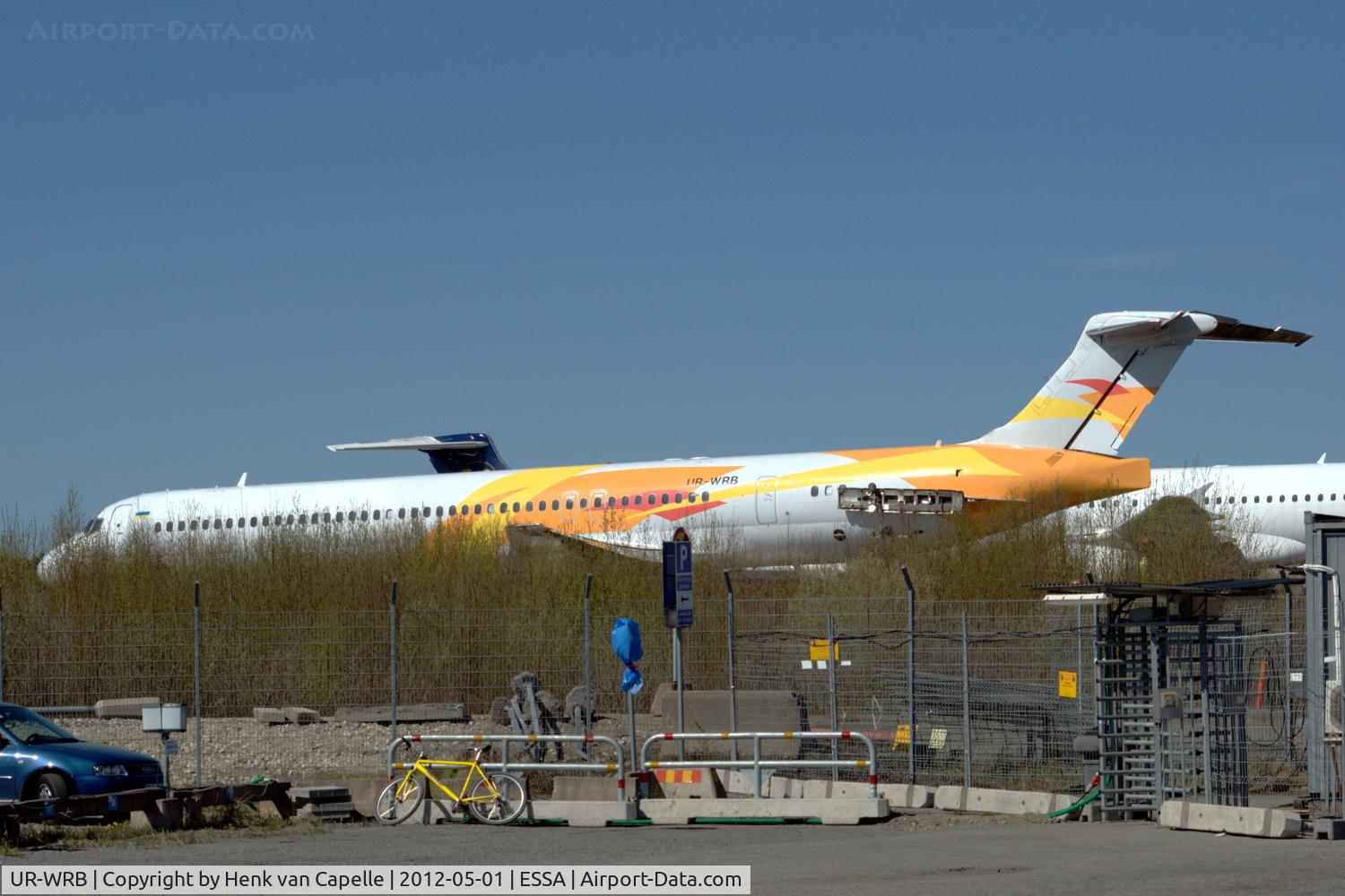 UR-WRB, 1986 McDonnell Douglas MD-82 (DC-9-82) C/N 49364, Its end must be nearing: parked at Stockholm Arlanda without engines. Unfortunately it was impossible to make a good picture of it.