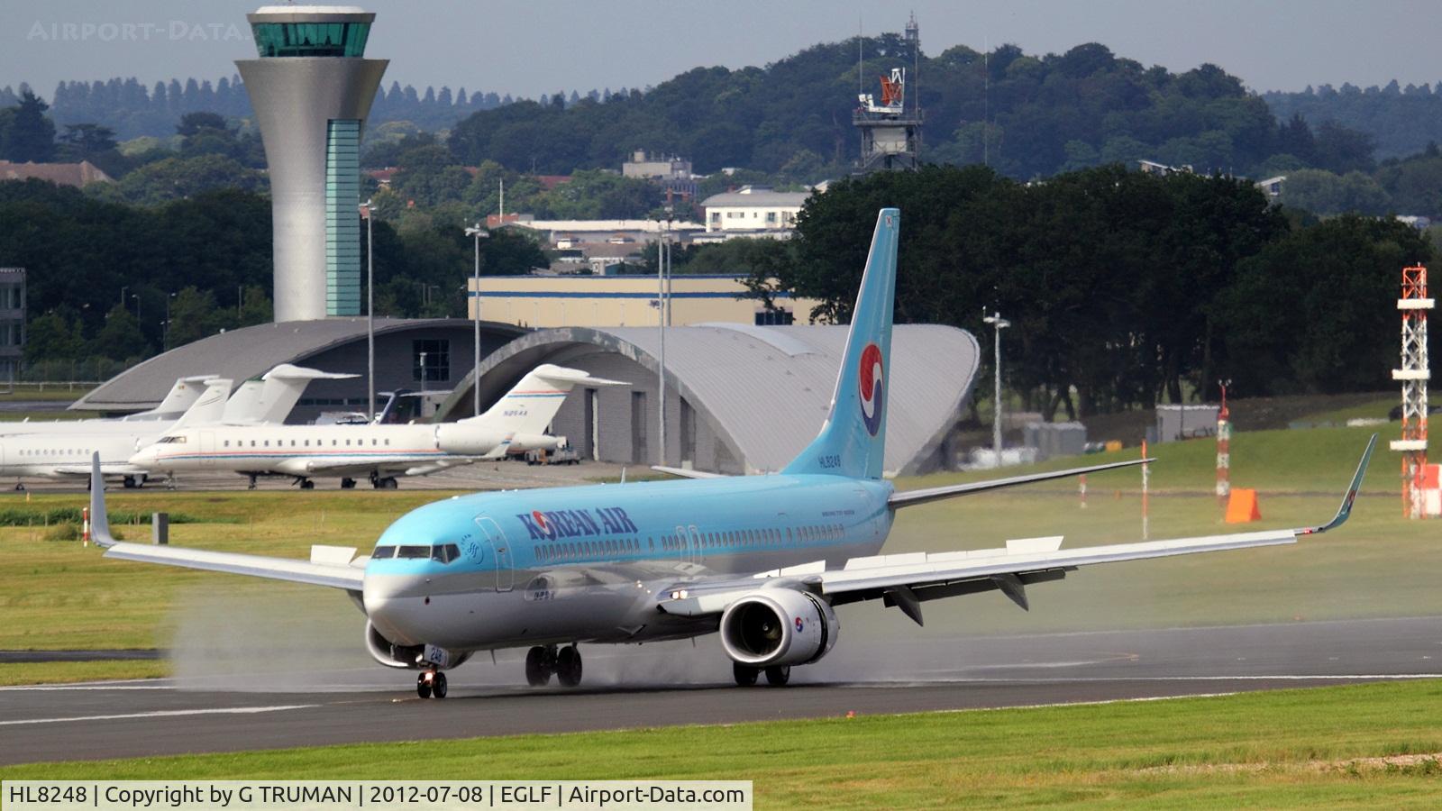 HL8248, 2012 Boeing 737-9B5ER C/N 37635, Braking on arrival for Farnborough 2012
