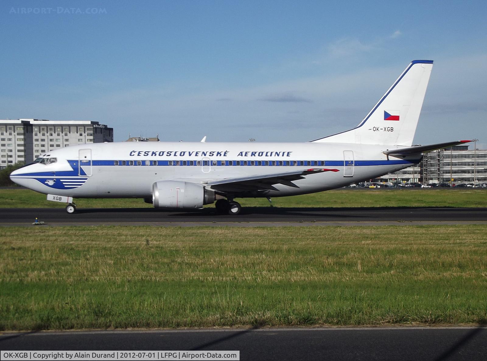OK-XGB, 1992 Boeing 737-55S C/N 26540, C/N 2317, now in retro livery, although in blue finish