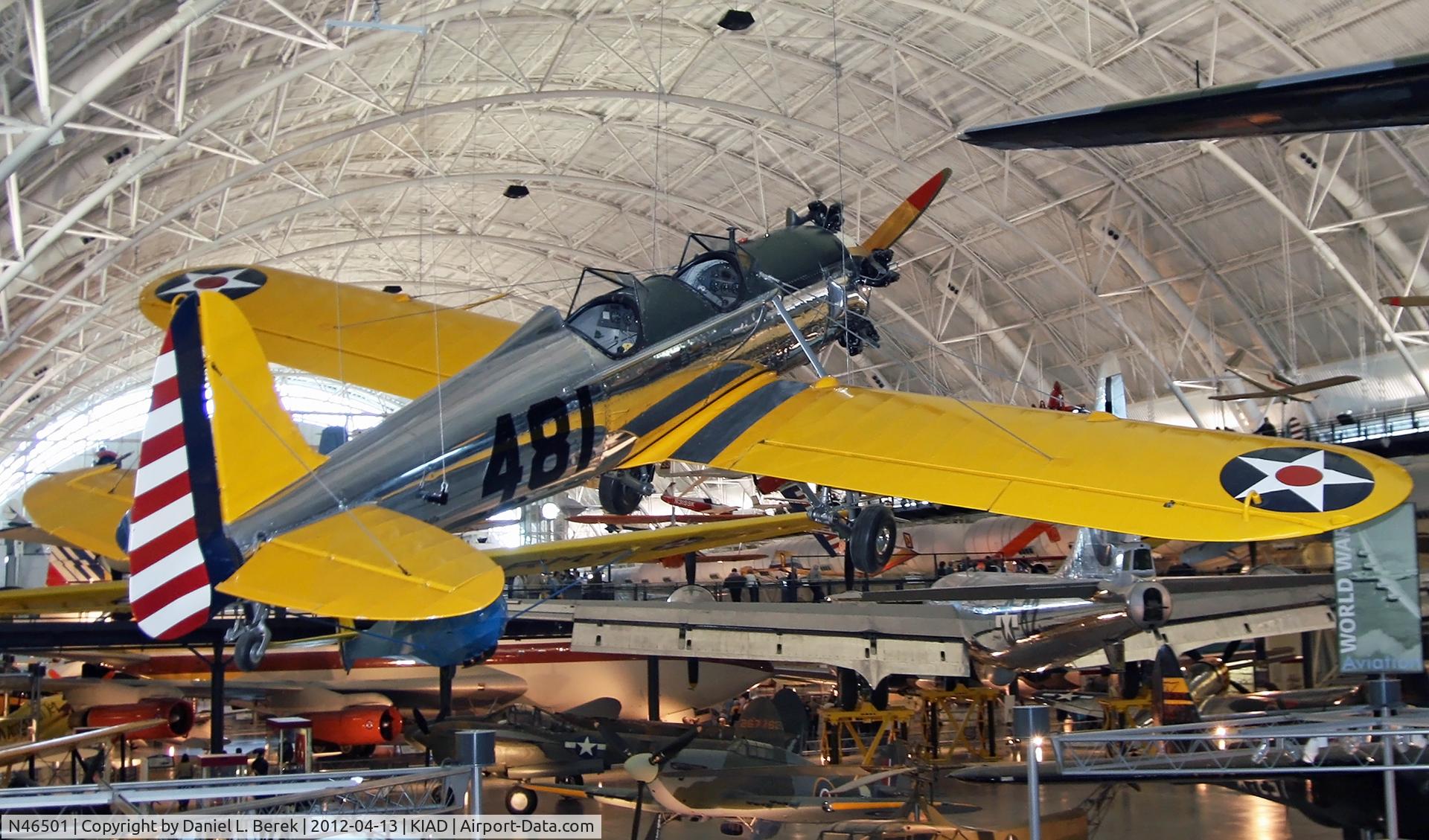 N46501, 1943 Ryan Aeronautical ST3KR C/N 1777, This beautiful aircraft is located near the front entrance to the Udvar-Hazy Center.