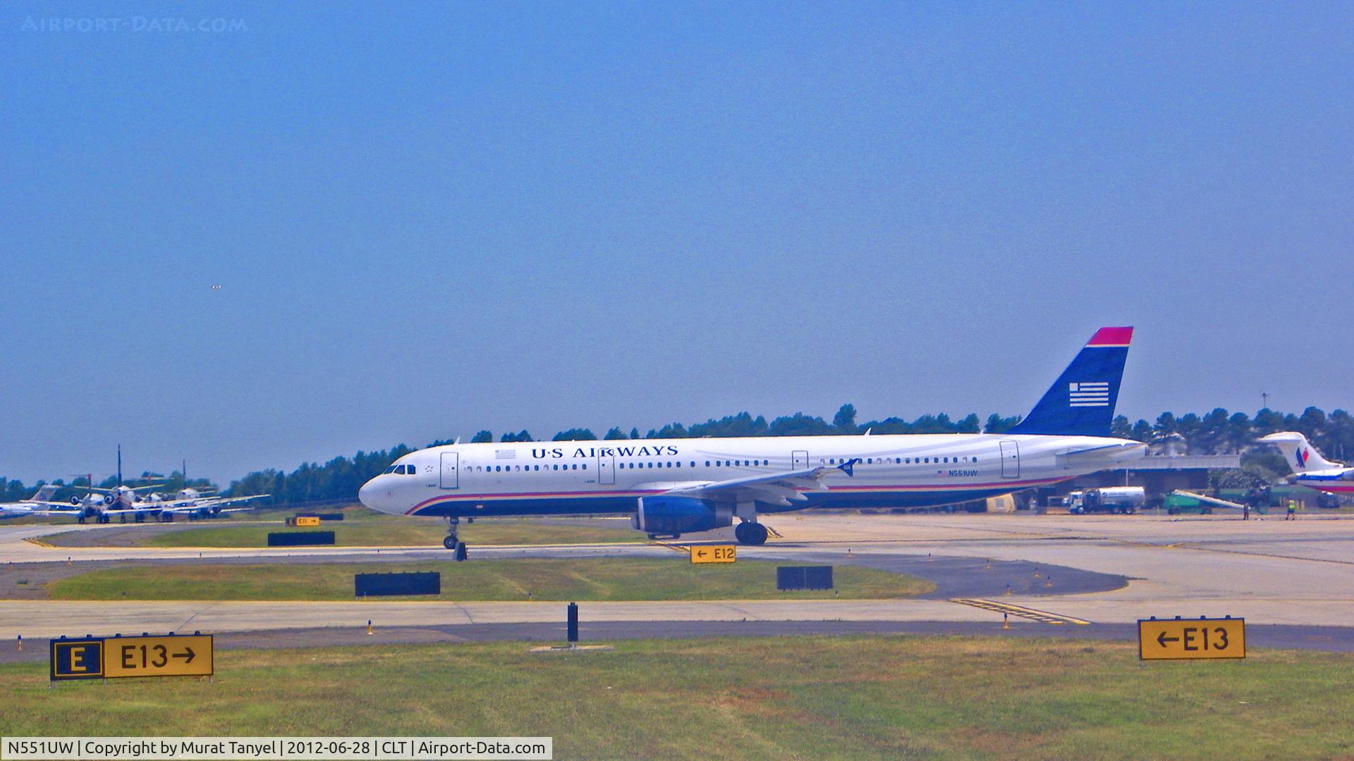 N551UW, 2011 Airbus A321-231 C/N 4940, Taxiing at CLT.