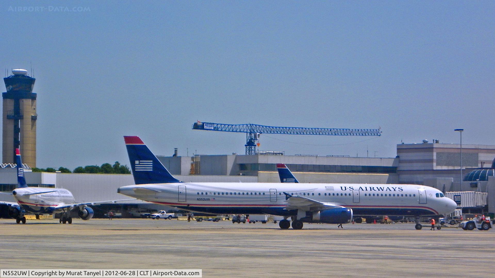 N552UW, 2011 Airbus A321-231 C/N 4957, Being pushed off at CLT.