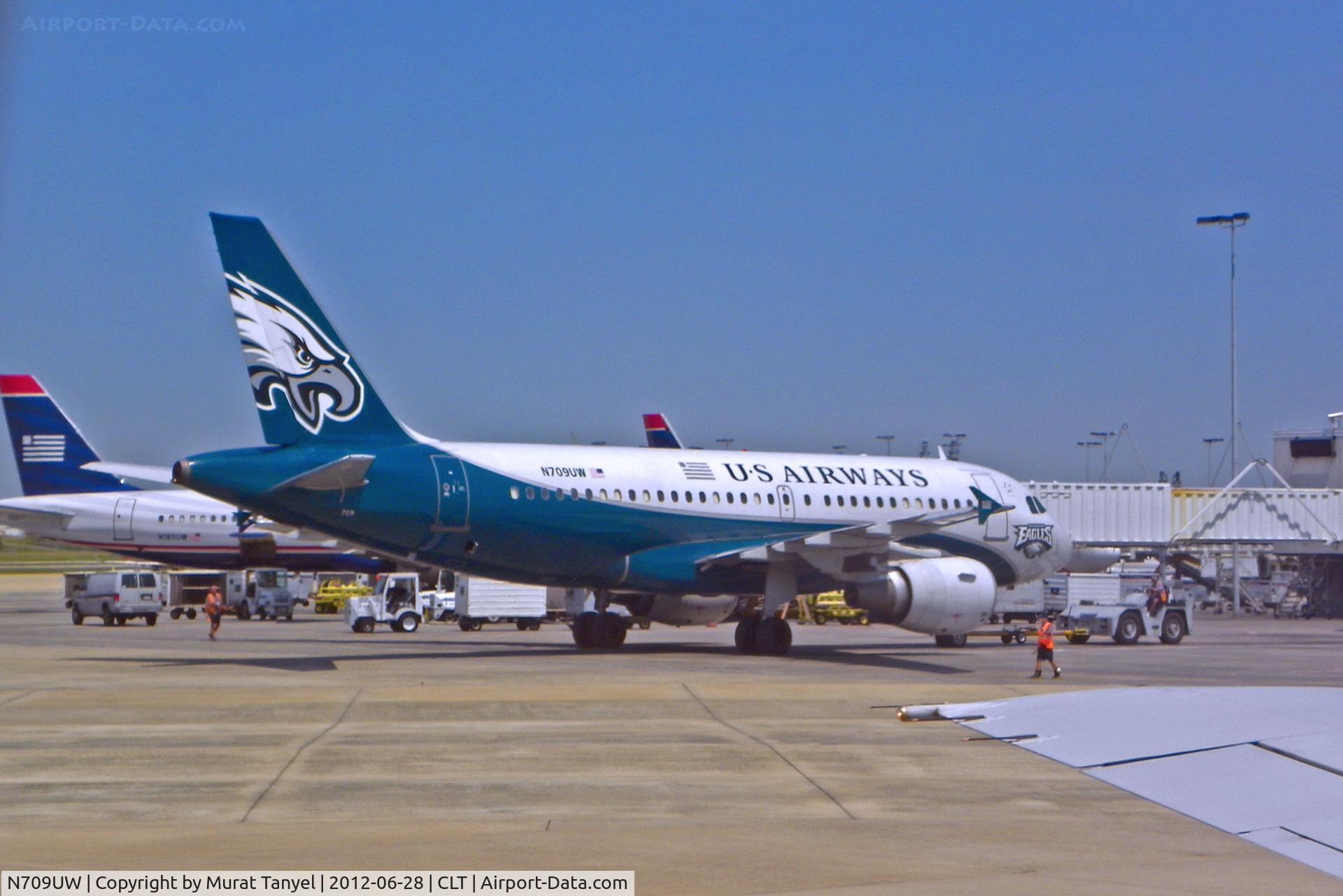 N709UW, 1999 Airbus A319-112 C/N 0997, Parked at CLT.