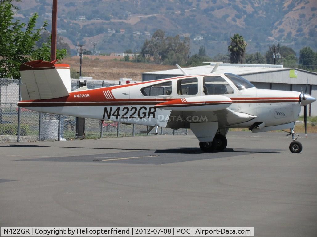 N422GR, 1966 Beech V35 Bonanza C/N D-8243, Backed up to the fence in transient parking