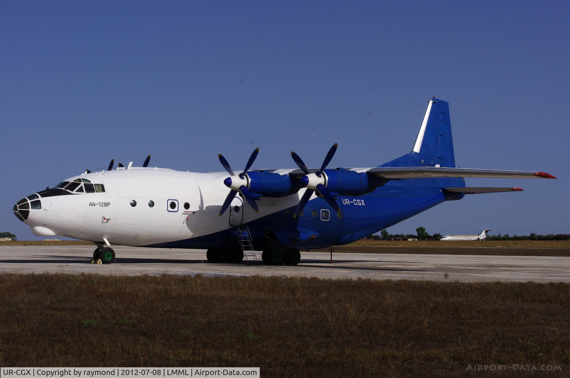 UR-CGX, 2008 Antonov An-12BP C/N 5343510, An12 UR-CGX of Shovkoviy Shlyah seen on Ramp 4 for a night-stopover in Malta.
