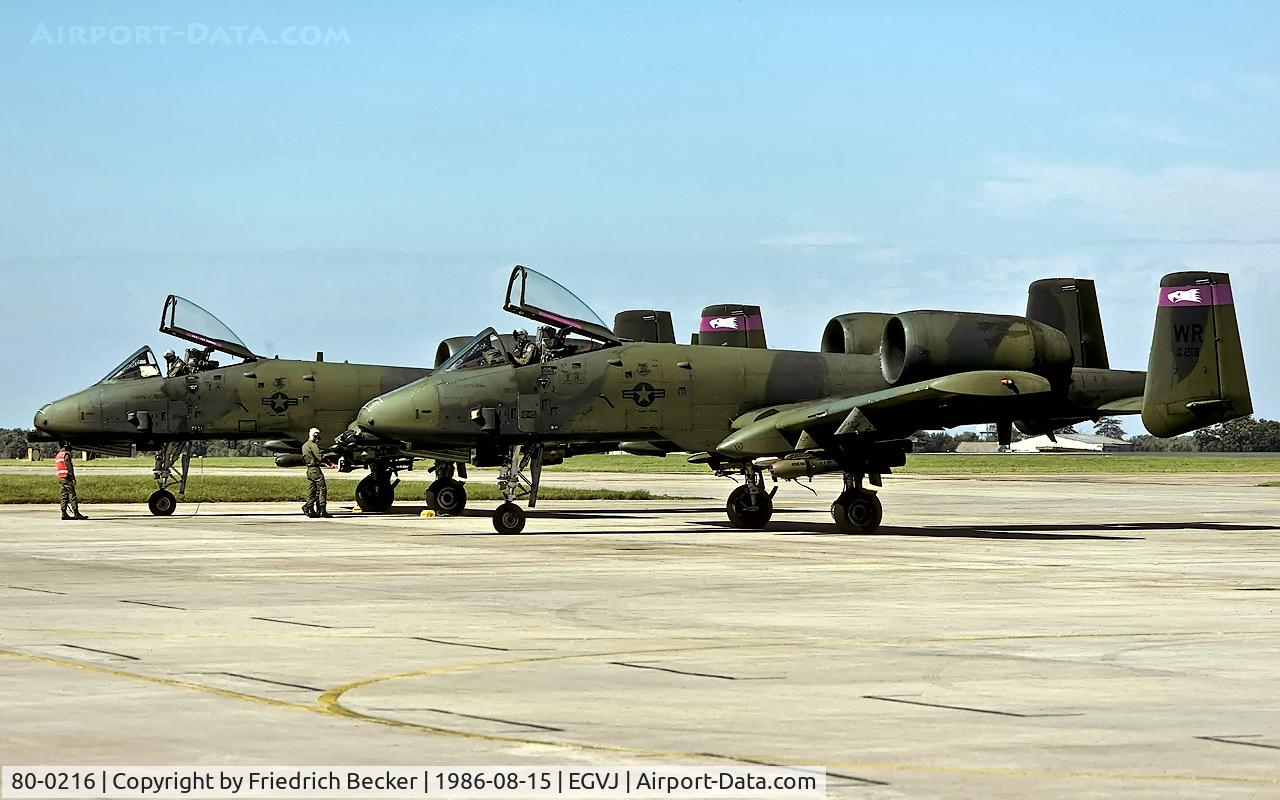 80-0216, 1980 Fairchild Republic A-10A Thunderbolt II C/N A10-0566, last chance inspection at RAF Bentwaters
