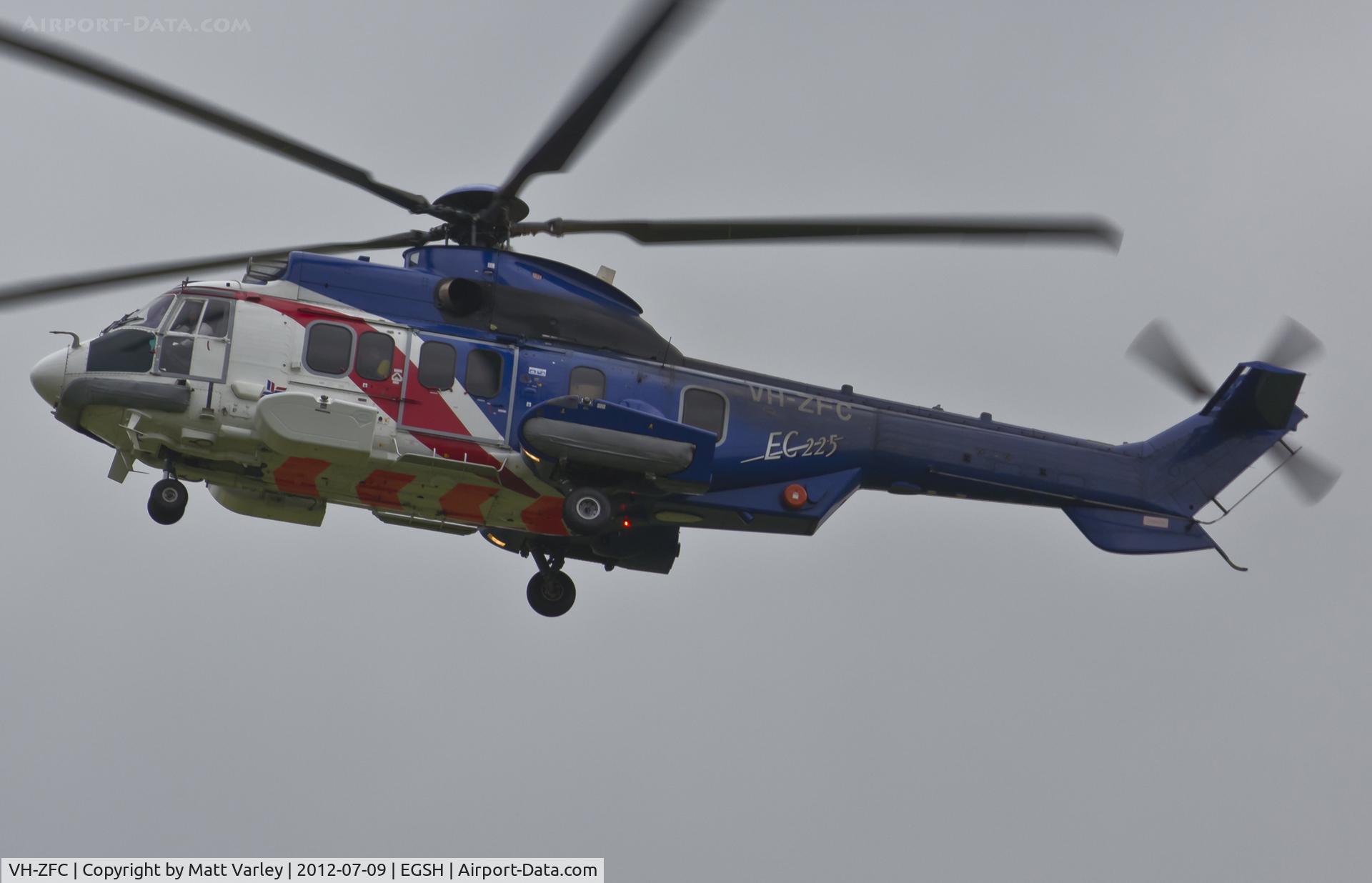 VH-ZFC, 2008 Eurocopter EC-225LP Super Puma C/N 2709, Arriving at a misty and dull EGSH on transit from Austrailia to Aberdeen.