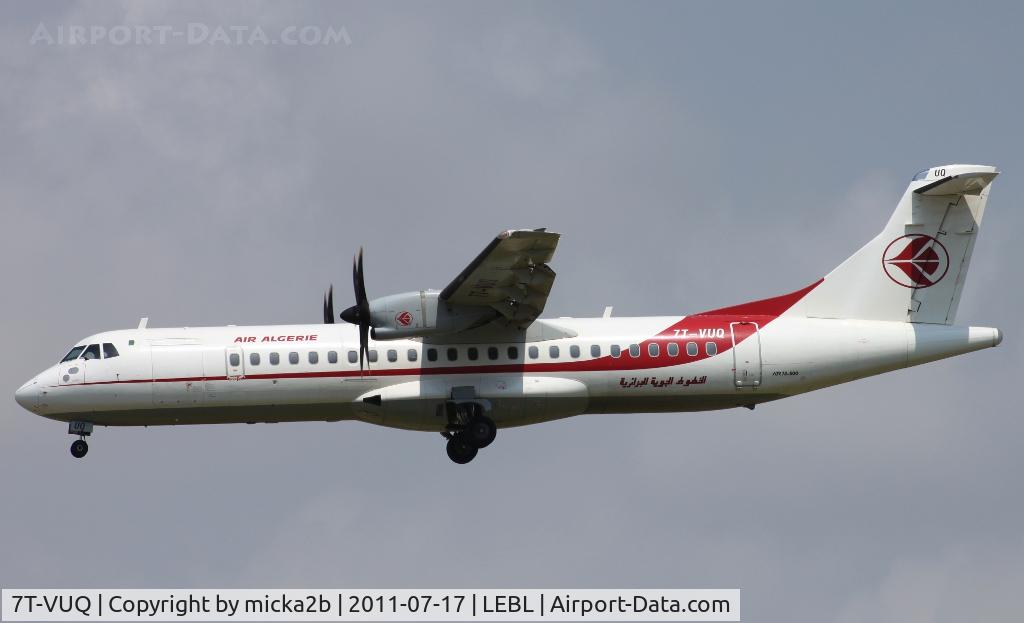 7T-VUQ, 2010 ATR 72-212A C/N 909, Landing in 25R
