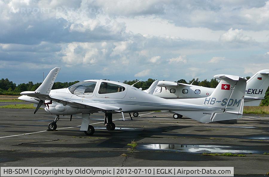 HB-SDM, 2005 Diamond DA-42 Twin Star C/N 42.039, Parked visiting for Farnborough 2012