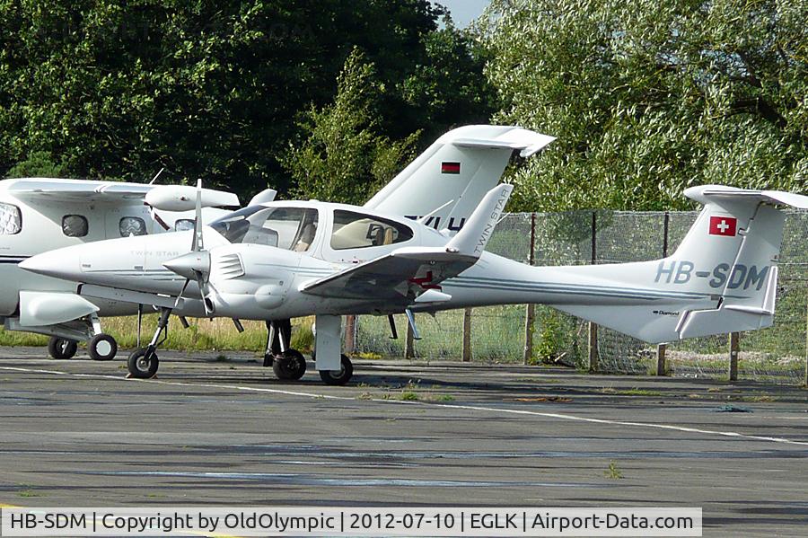 HB-SDM, 2005 Diamond DA-42 Twin Star C/N 42.039, Parked visiting for Farnborough 2012