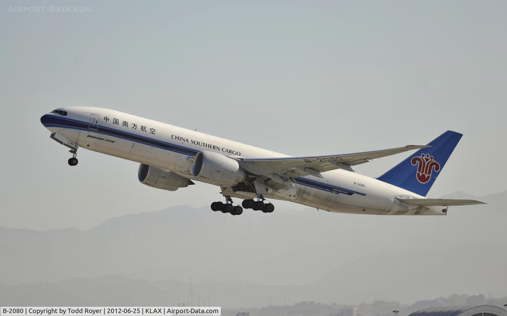 B-2080, 2011 Boeing 777-F1B C/N 37314, Departing LAX on 25R