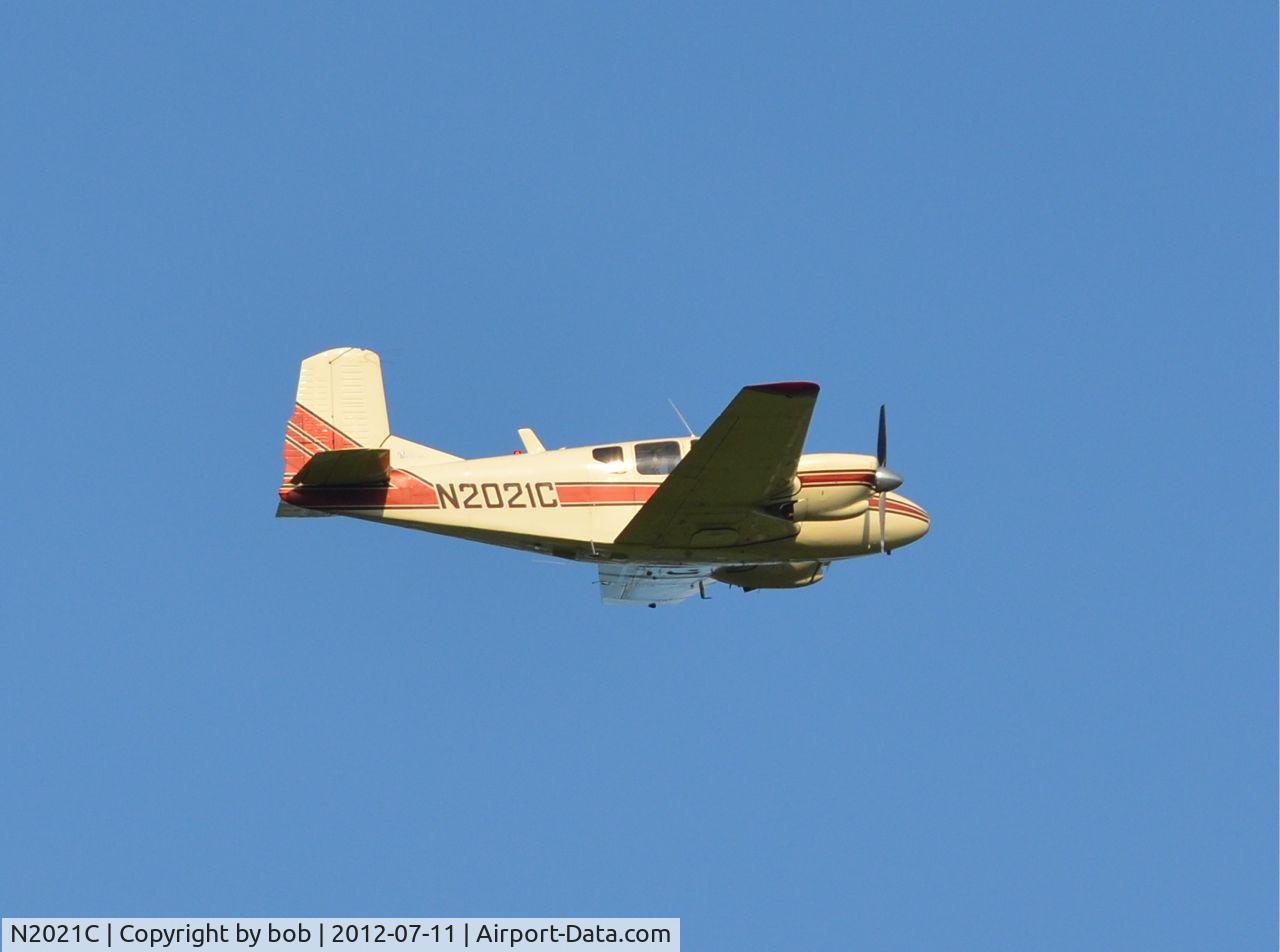 N2021C, 1959 Beech 95 Travel Air C/N TD-212, Flew over my home in Swanton, Vermont on July 11, 2012 around 6:15pm.