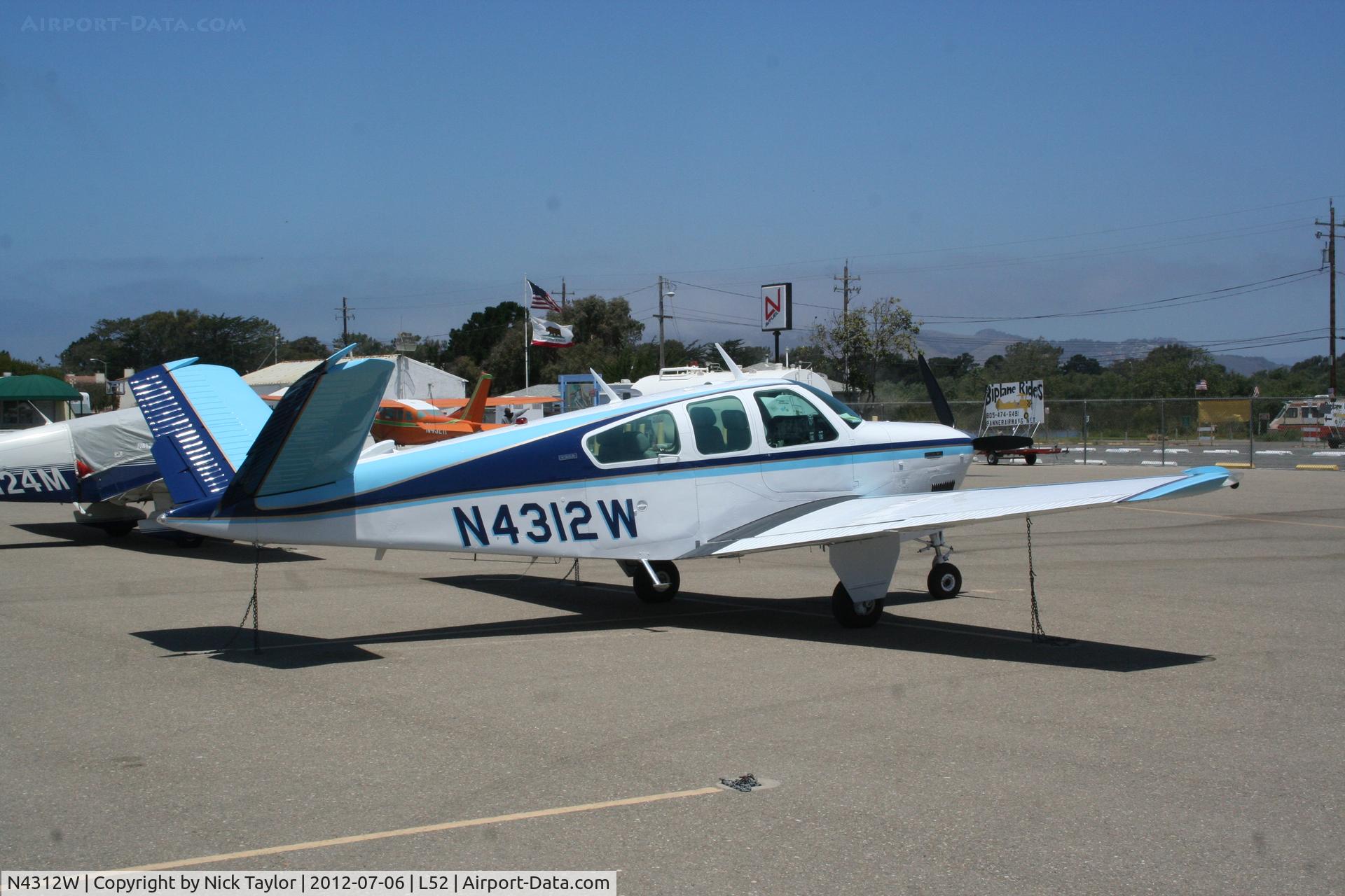 N4312W, 1974 Beech V35B Bonanza C/N D-9585, Parked at Oceano