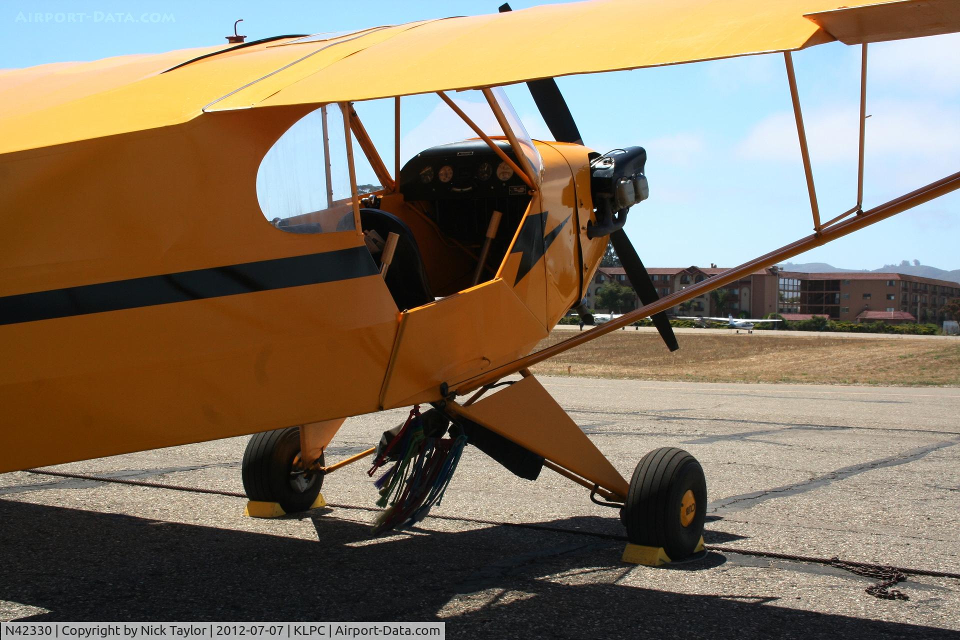 N42330, 1941 Piper J3C-65 Cub Cub C/N 14580, Lompoc Piper Cub fly in 2012