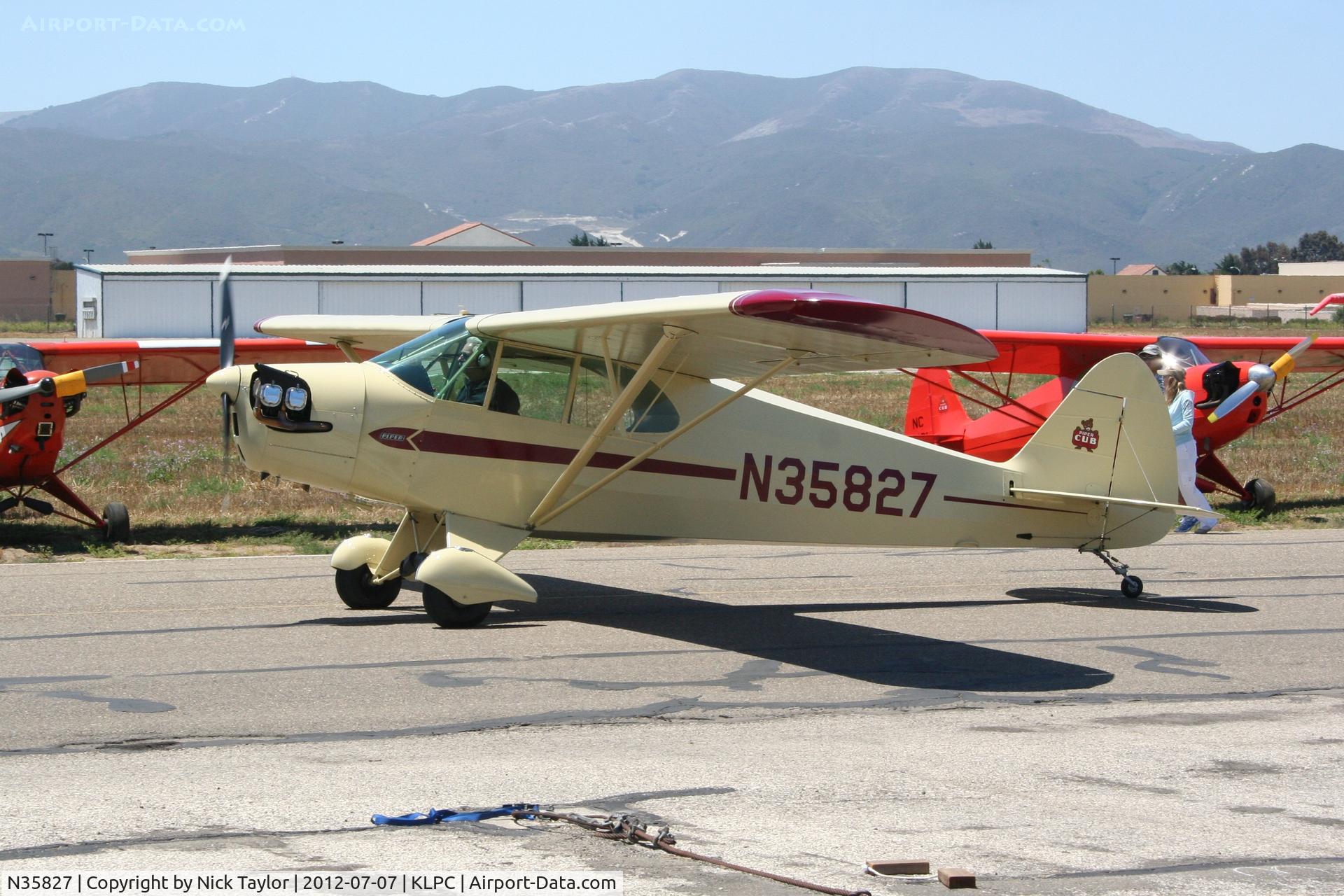 N35827, 1941 Piper J5A Cub Cruiser C/N 5-798, Lompoc Piper Cub fly in 2012