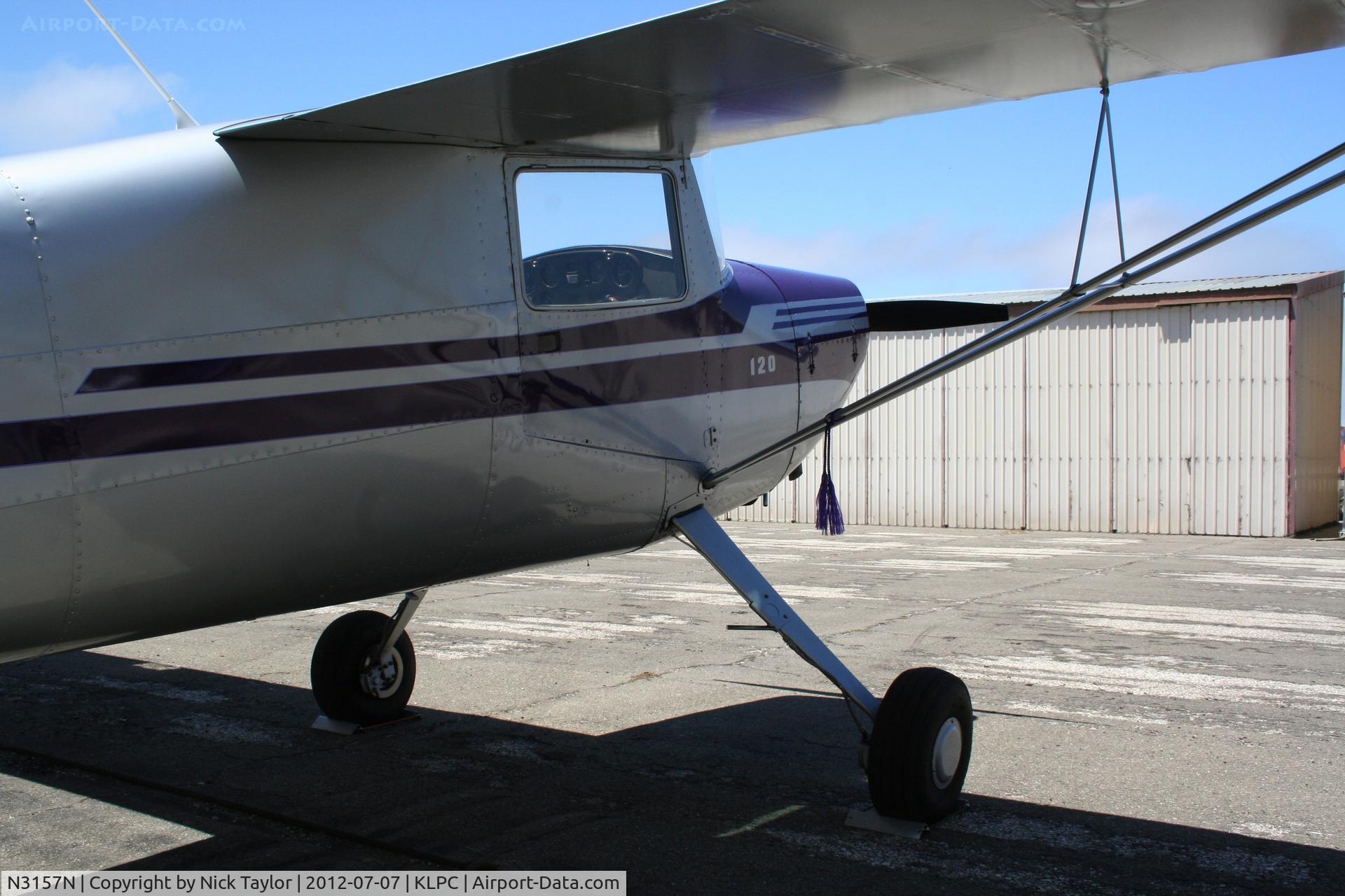 N3157N, 1947 Cessna 120 C/N 13415, Parked during the Lompoc Piper Cub fly in 2012