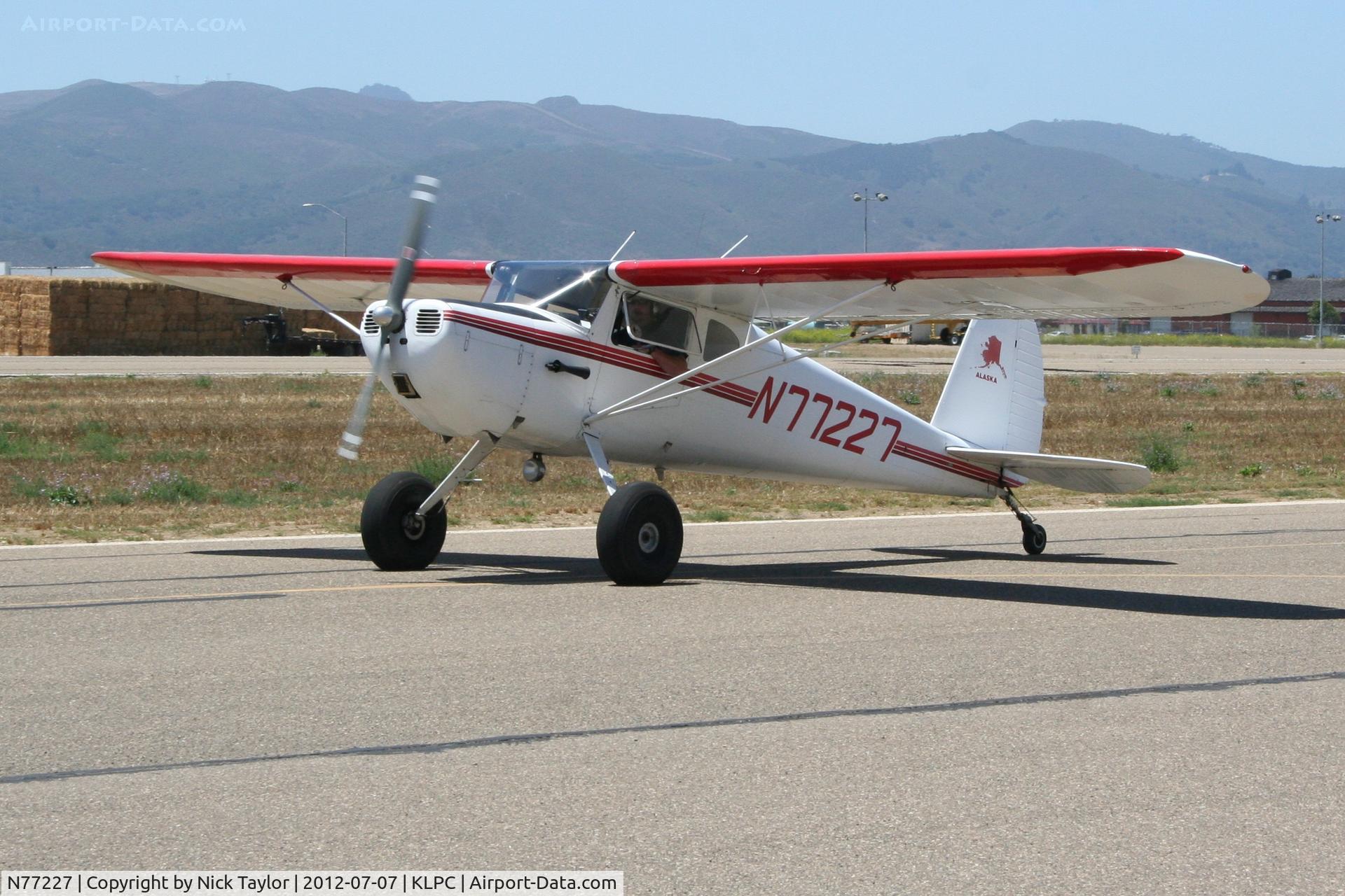 N77227, 1946 Cessna 140 C/N 11689, Lompoc Piper Cub fly in 2012
