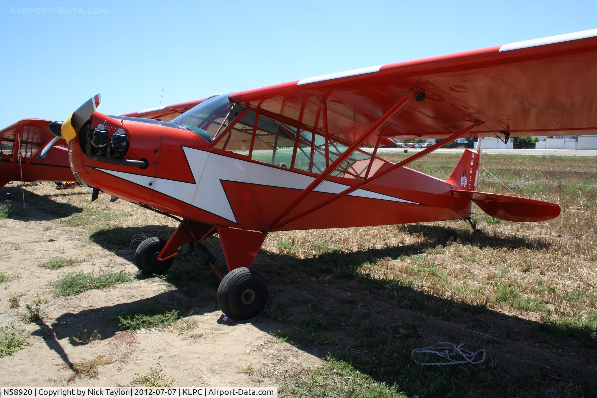 N58920, 1958 Piper J3C-65 Cub Cub C/N 45-55225, Lompoc Piper Cub fly in 2012