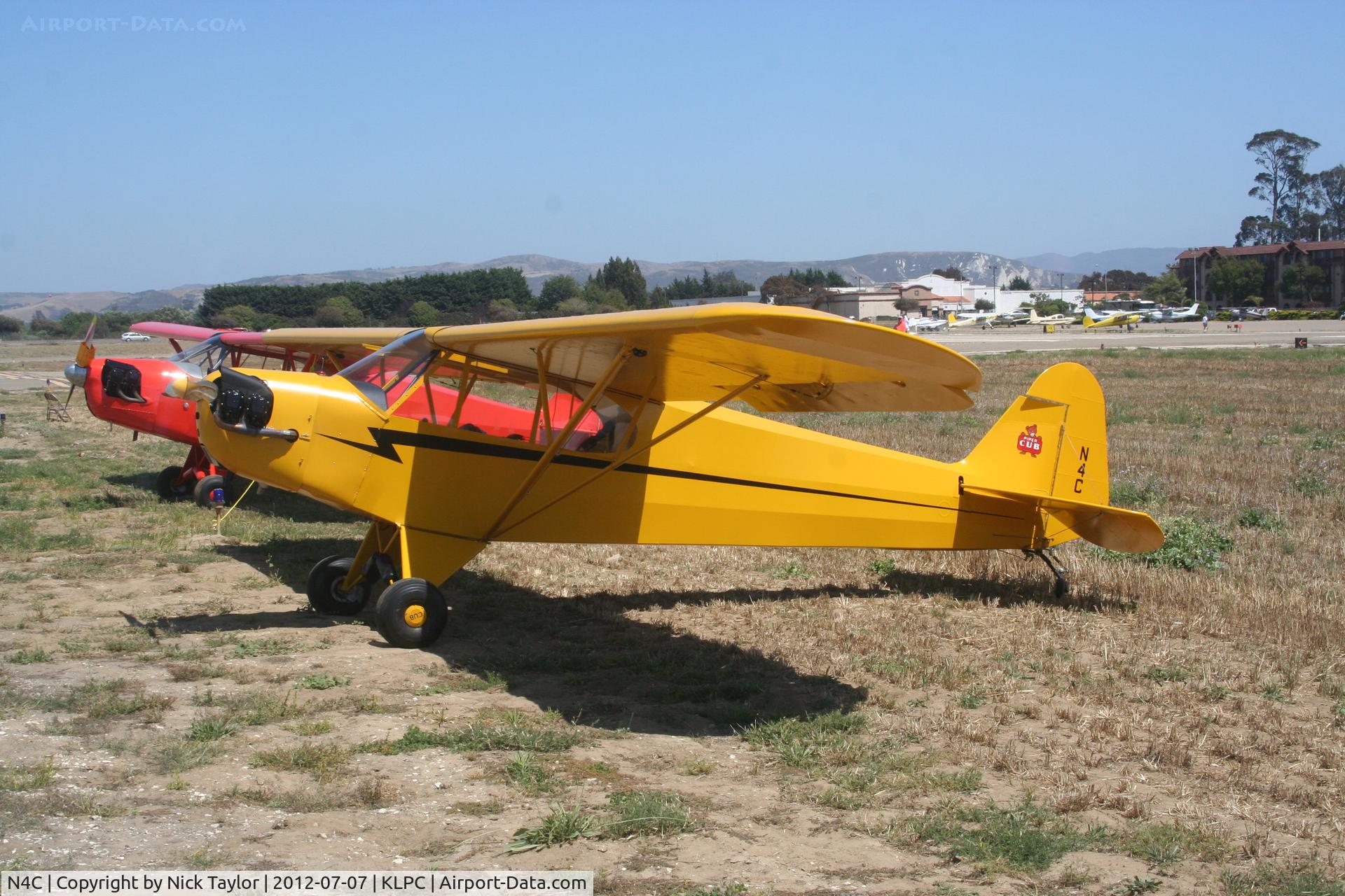 N4C, 1947 Piper J3C-65 Cub Cub C/N 22804, Lompoc Piper Cub fly in 2012